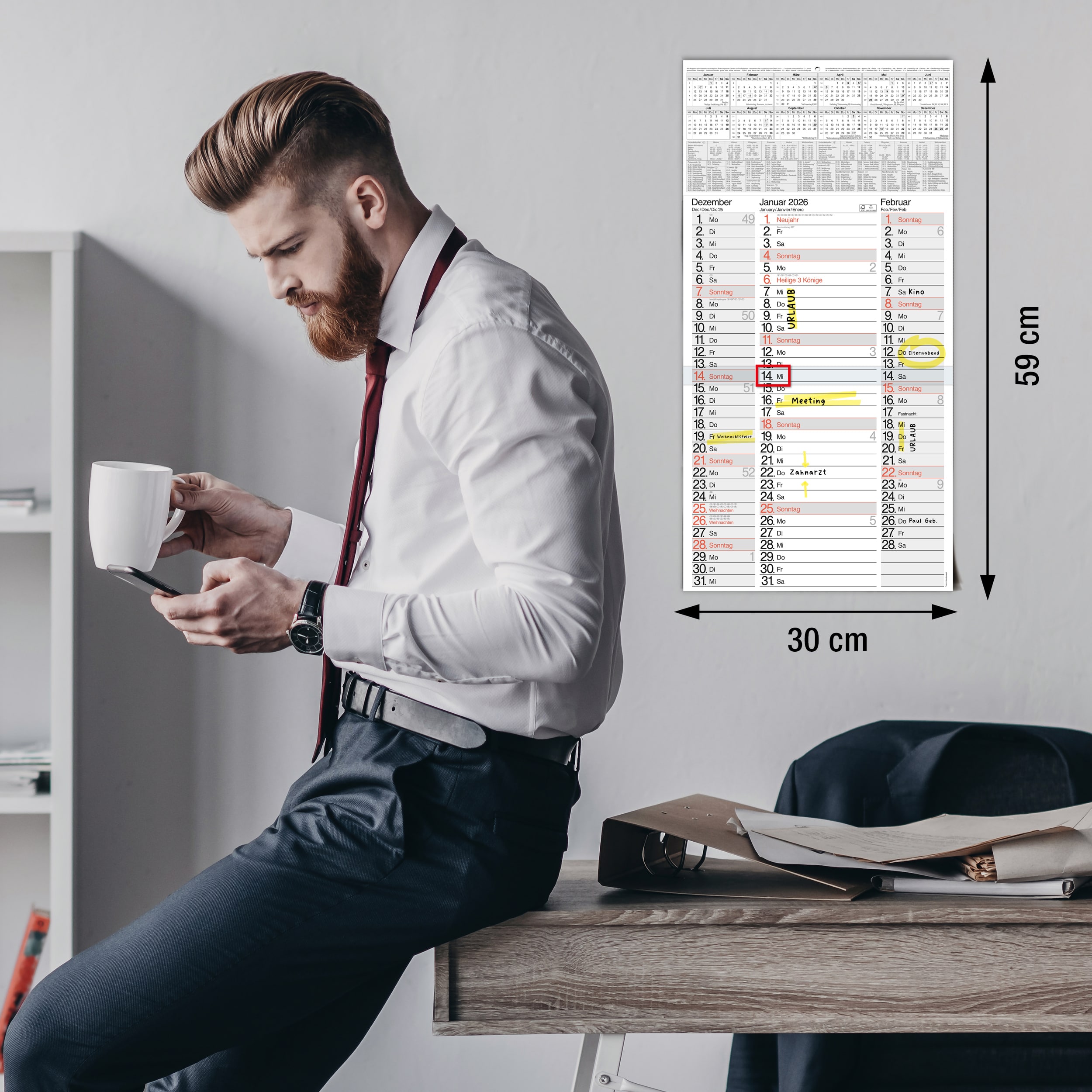 3-Monatskalender 2026 Nebeneinander 3-Monatskalender 2026 Nebeneinander