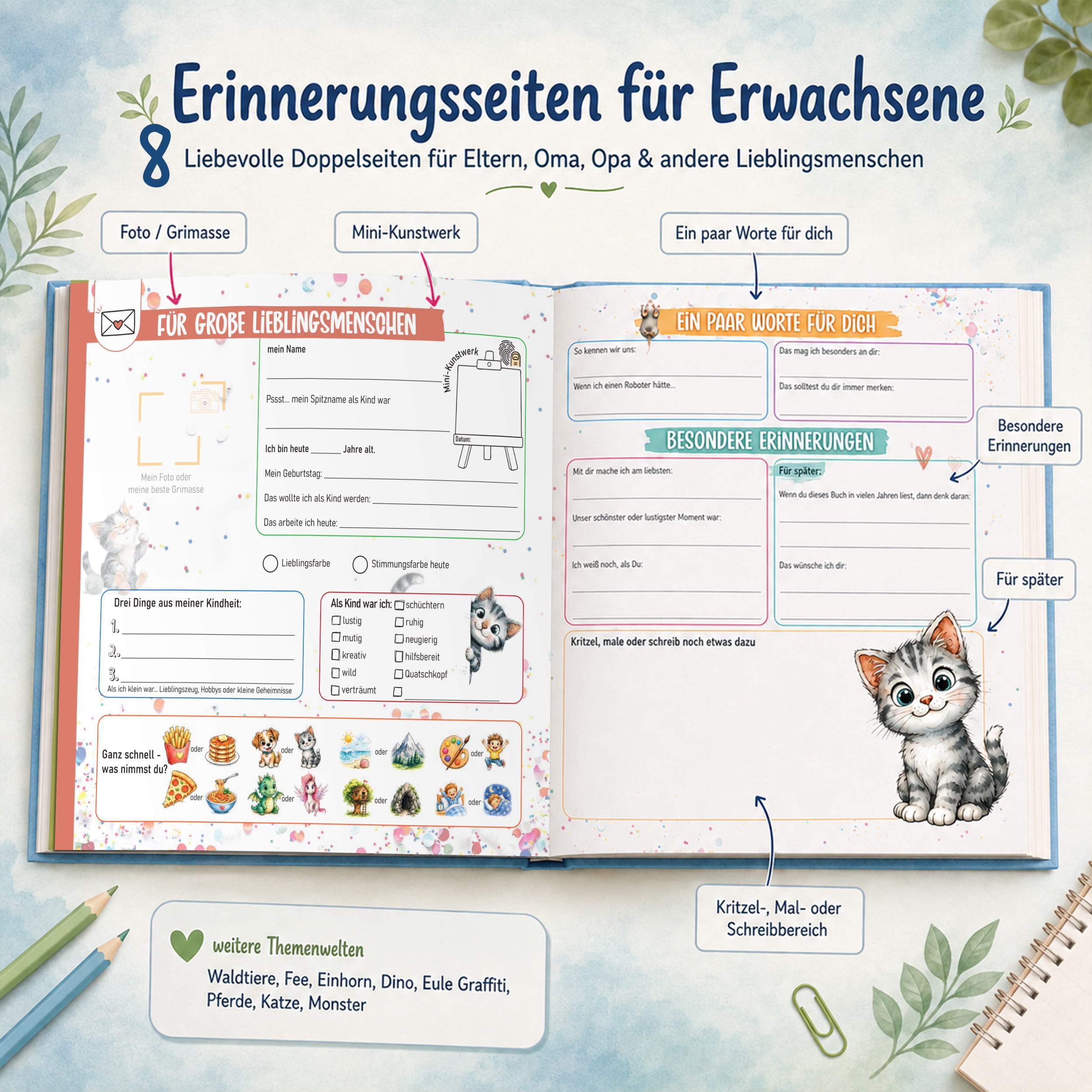 Freundebuch Grundschule Dino – 21 x 21 cm Hardcover