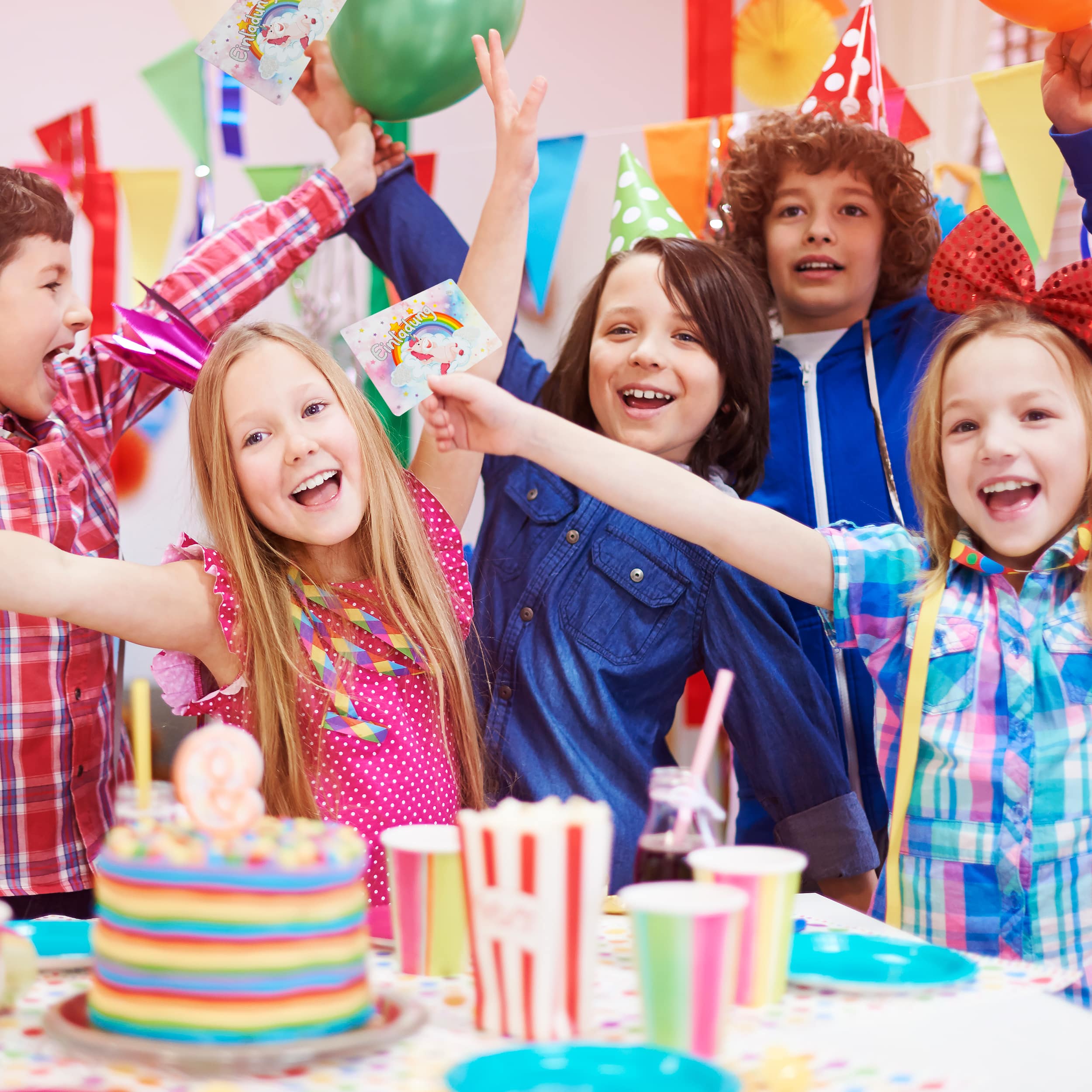 12 Einladungskarten Kindergeburtstag "Glitzer Einhorn"