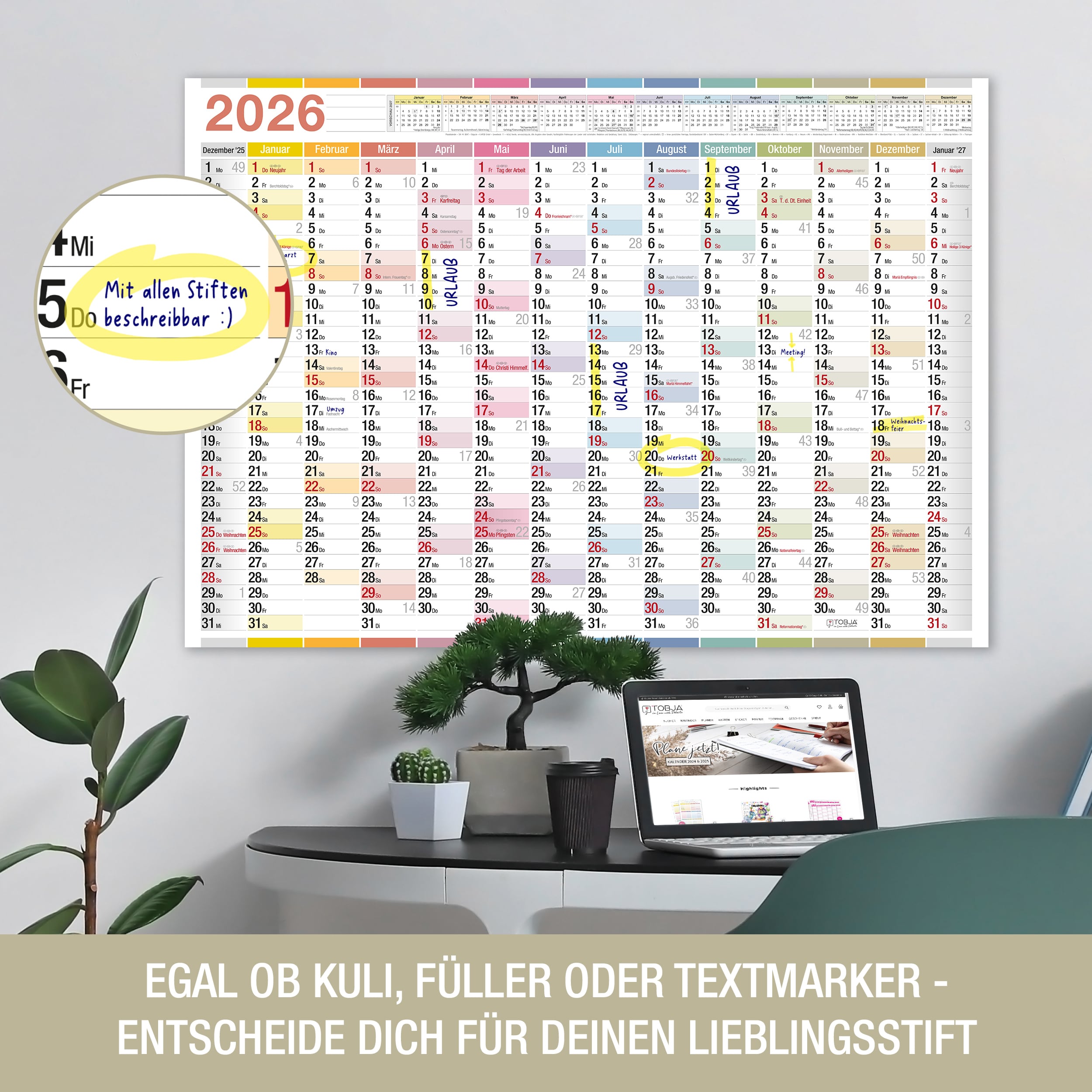 Wandkalender A1 2026 "bunt" Wandkalender A1 2026 "bunt"