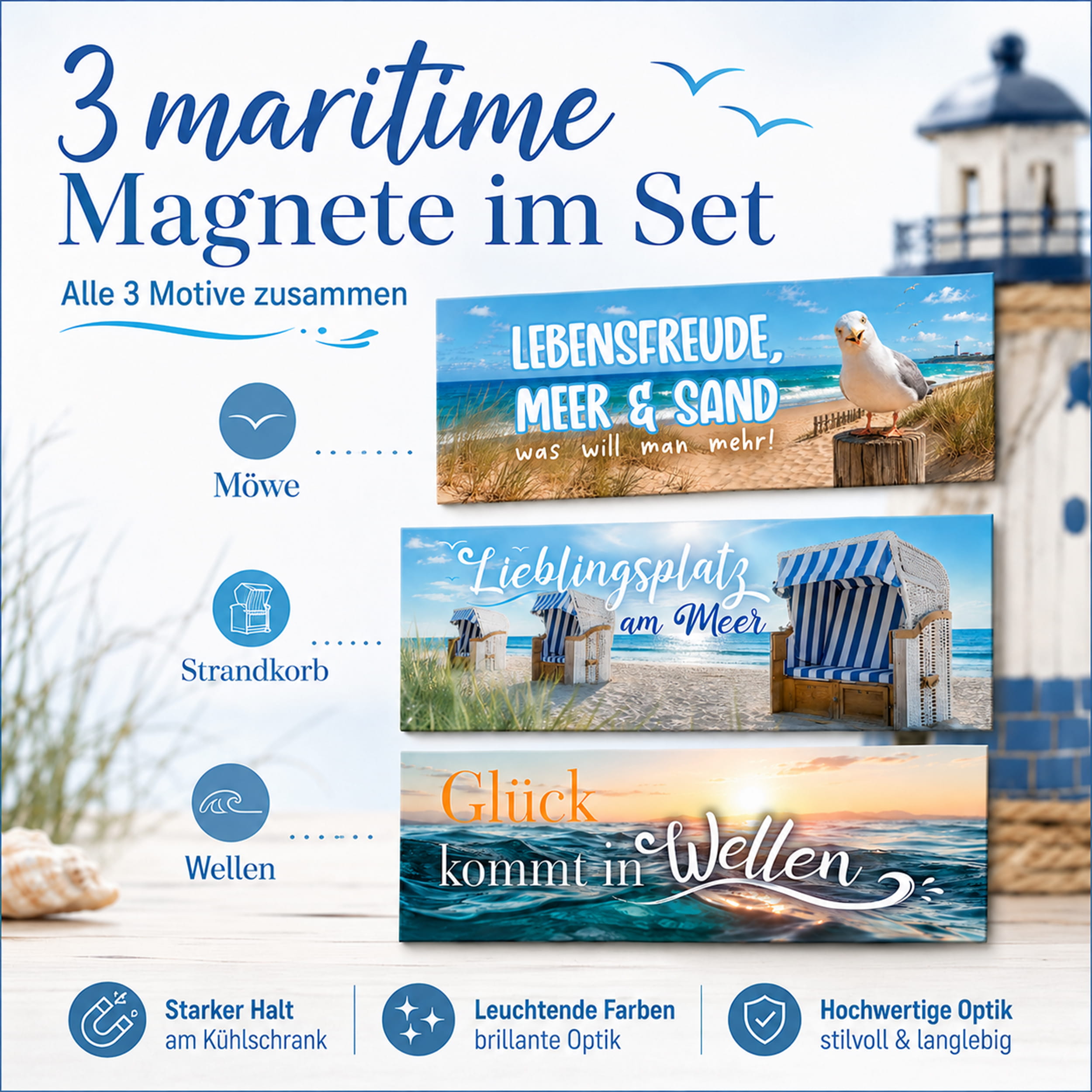 Magnet-System – Magnetset Meer (3 mag. Deko-Streifen für Tischkalender)
