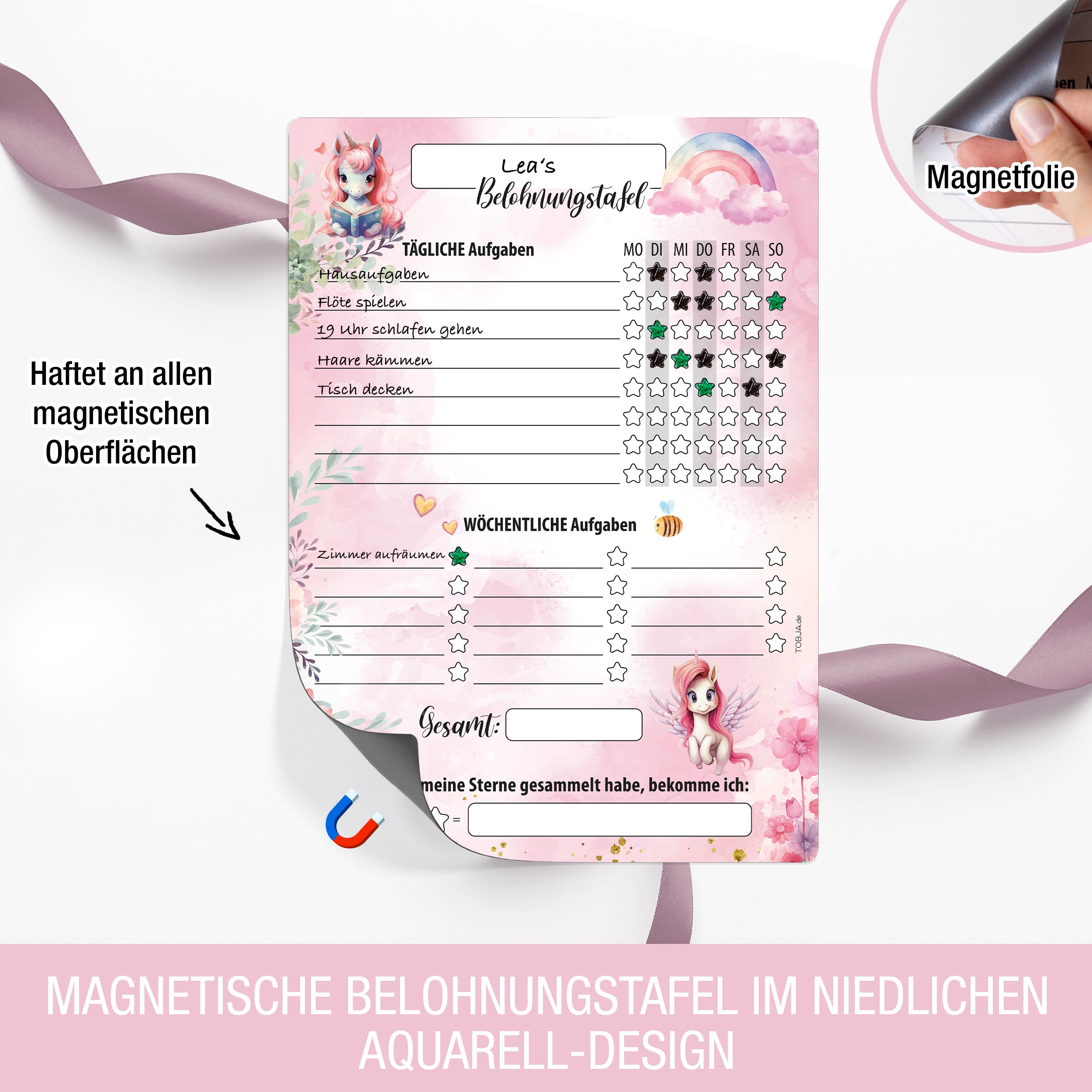 Belohnungstafel A4 magnetisch-Einhorn Belohnungstafel A4 magnetisch Einhorn + 4 Markenstifte