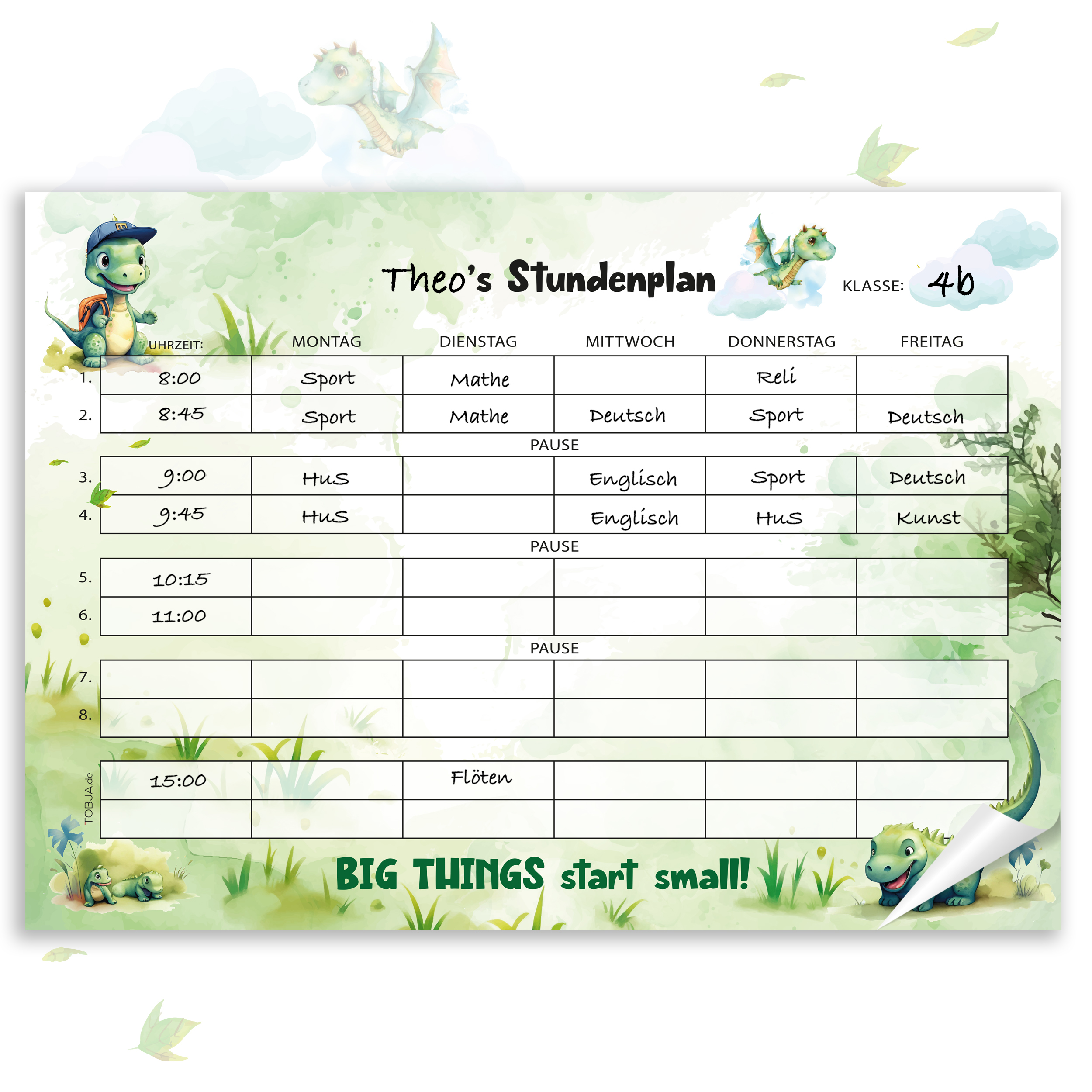 Stundenplan Block "Dino Drache"