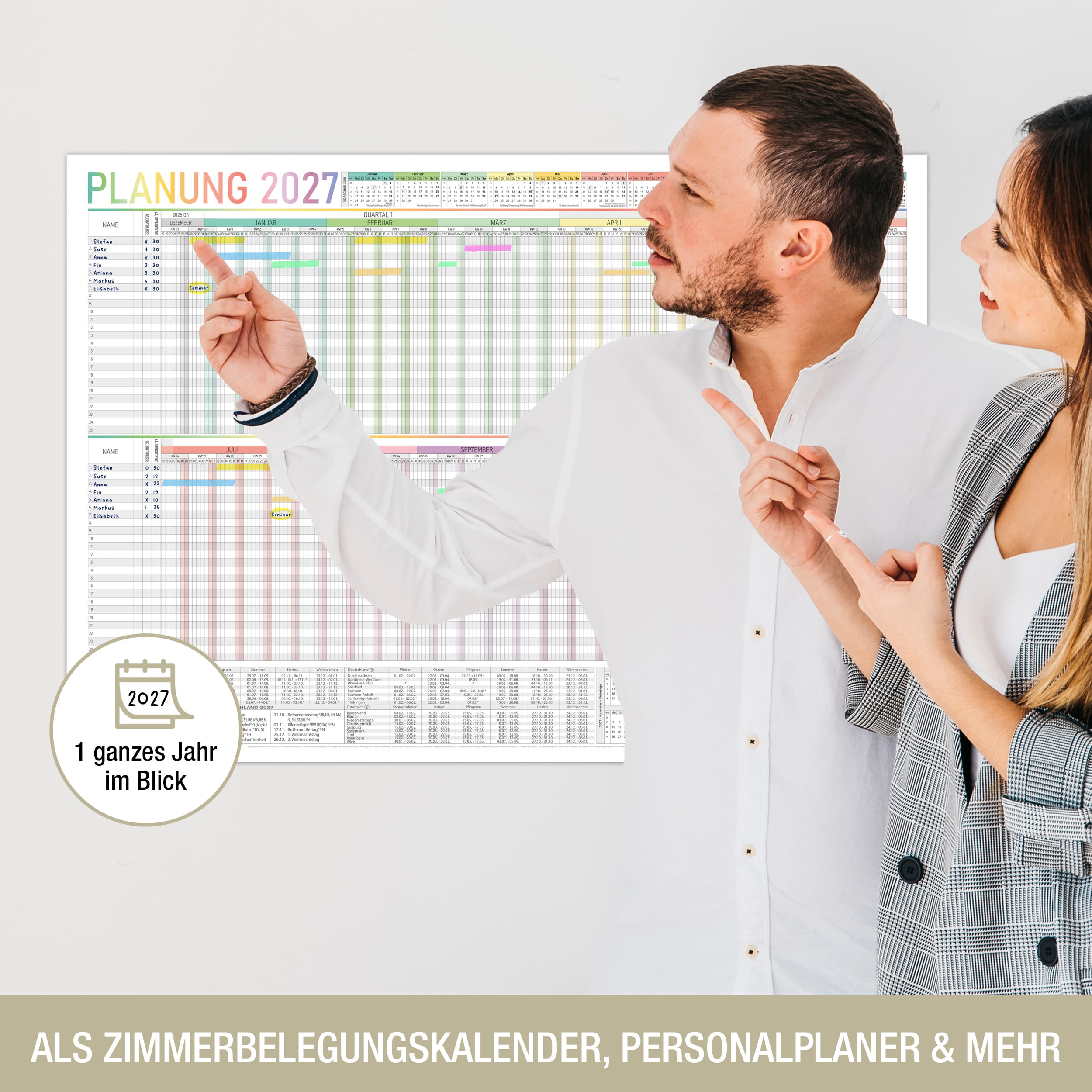Urlaubsplaner 2027 Bunt A1 – 25 Personen