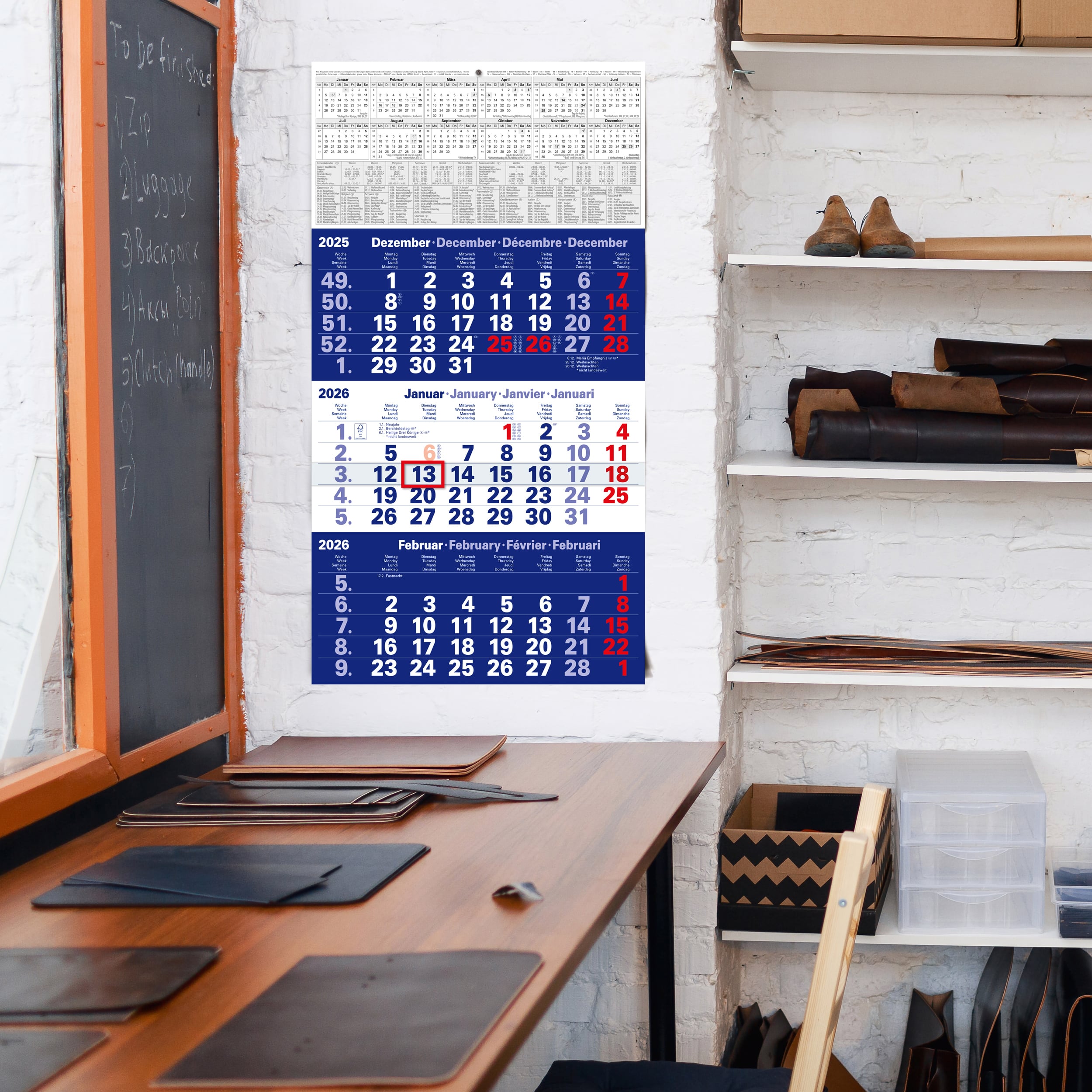 3-Monatskalender 2026 Blau 3-Monatskalender 2026 Blau