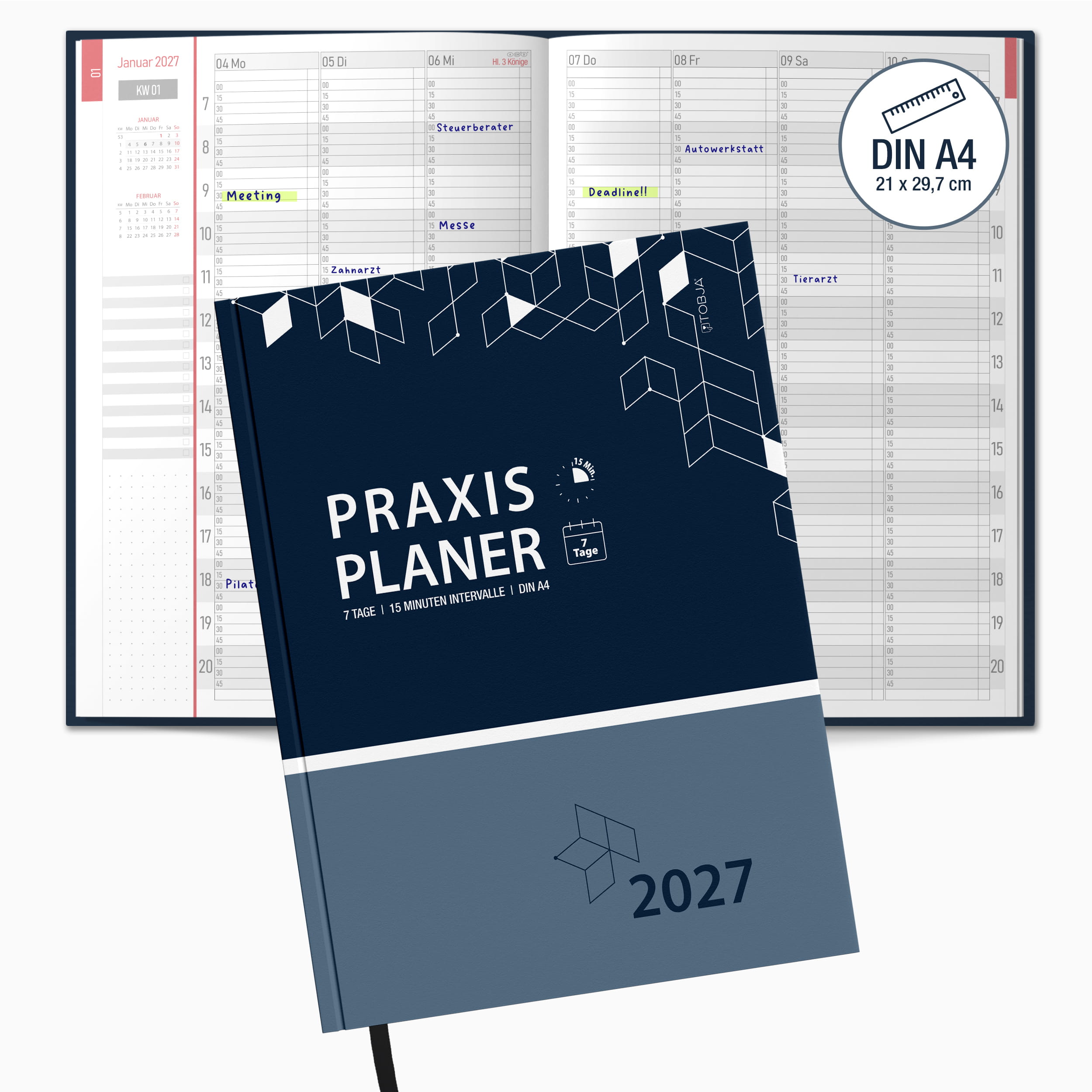 Praxisplaner 2027 A4 Navy Arztpraxis Hardcover