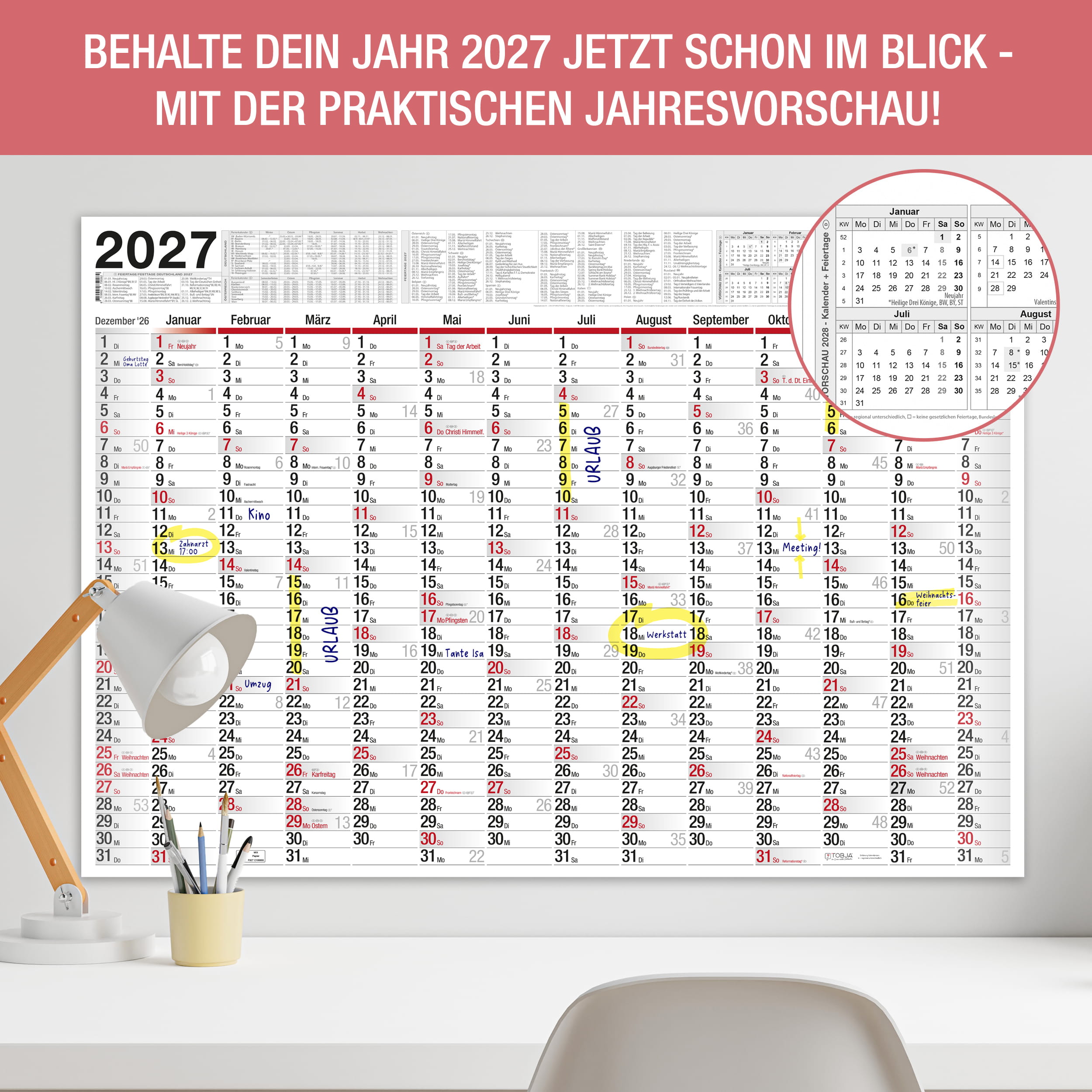 XXL Wandkalender 2026 2x Kalender gerollt