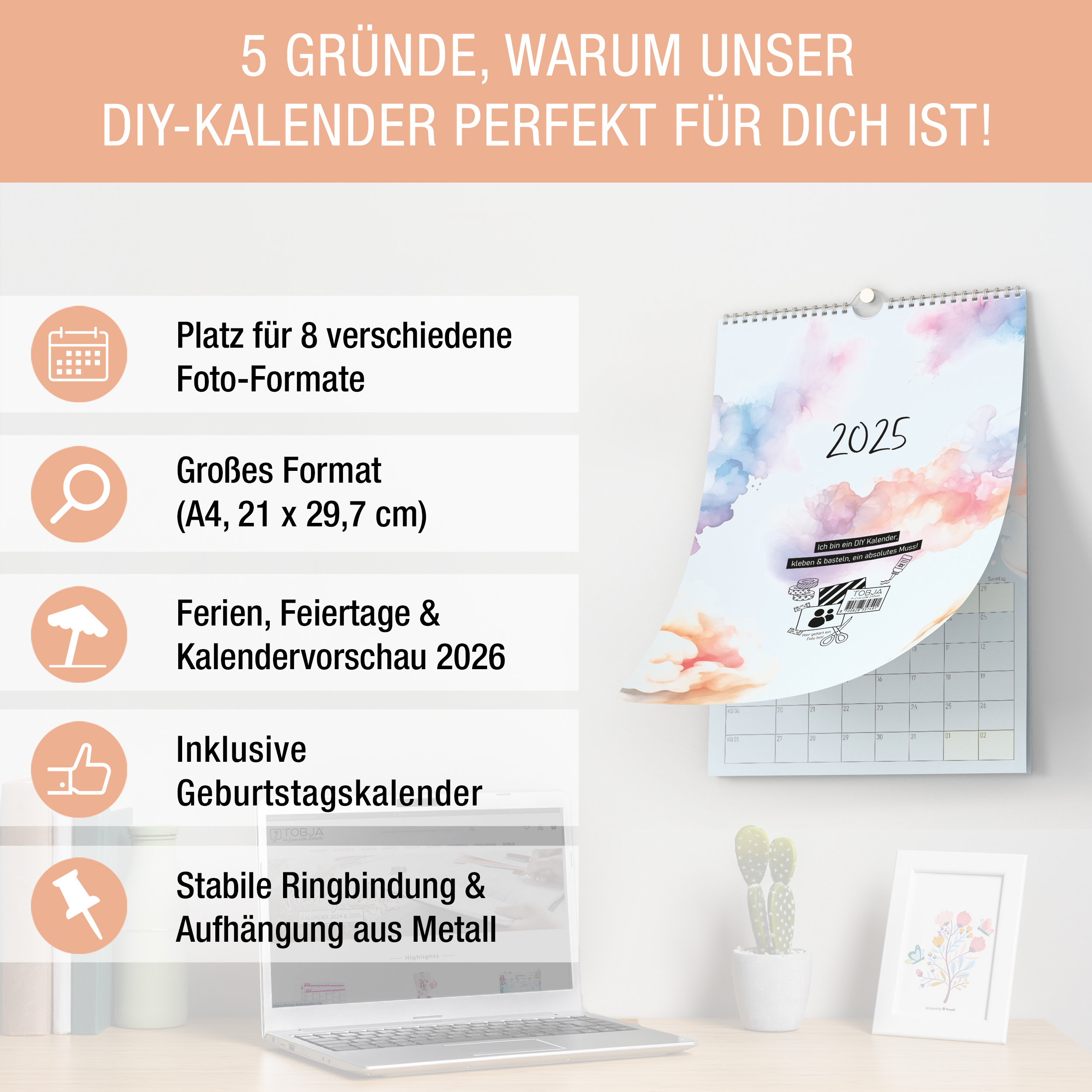 A4 Bastelkalender 2025 "Aquarell" A4 Bastelkalender 2025 "Aquarell"