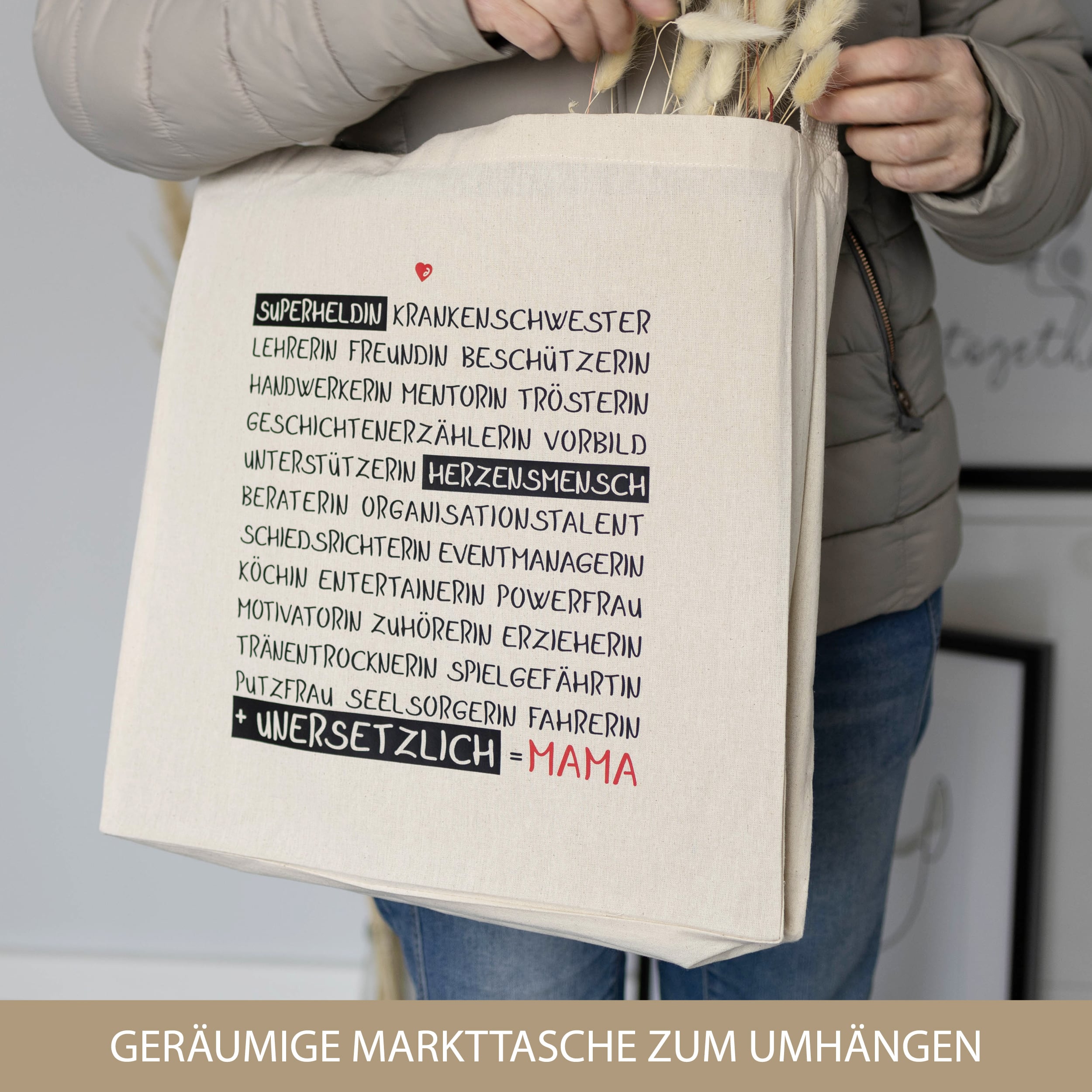 Baumwoll-Umhängetasche "Mama"