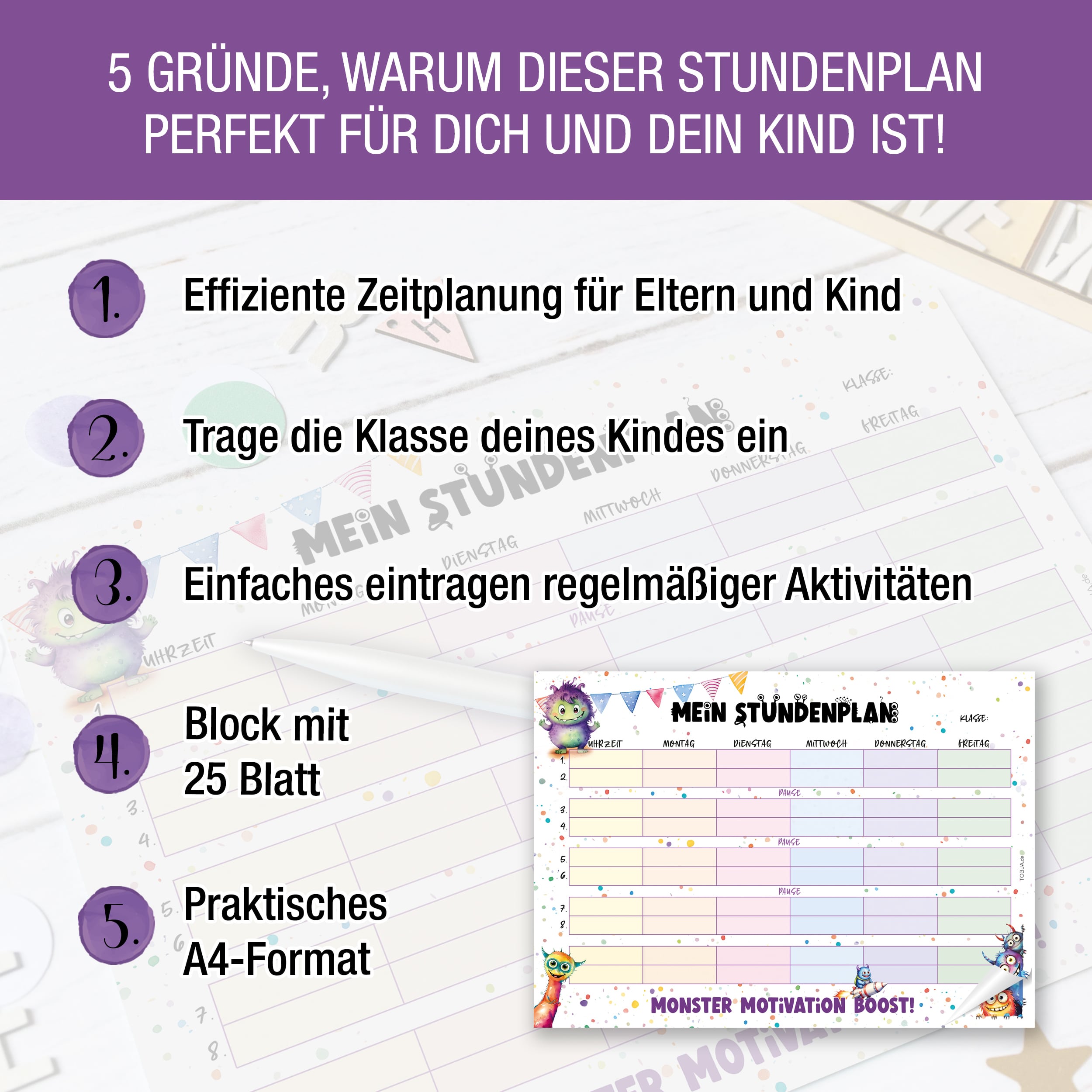 Stundenplan Block "Monster"