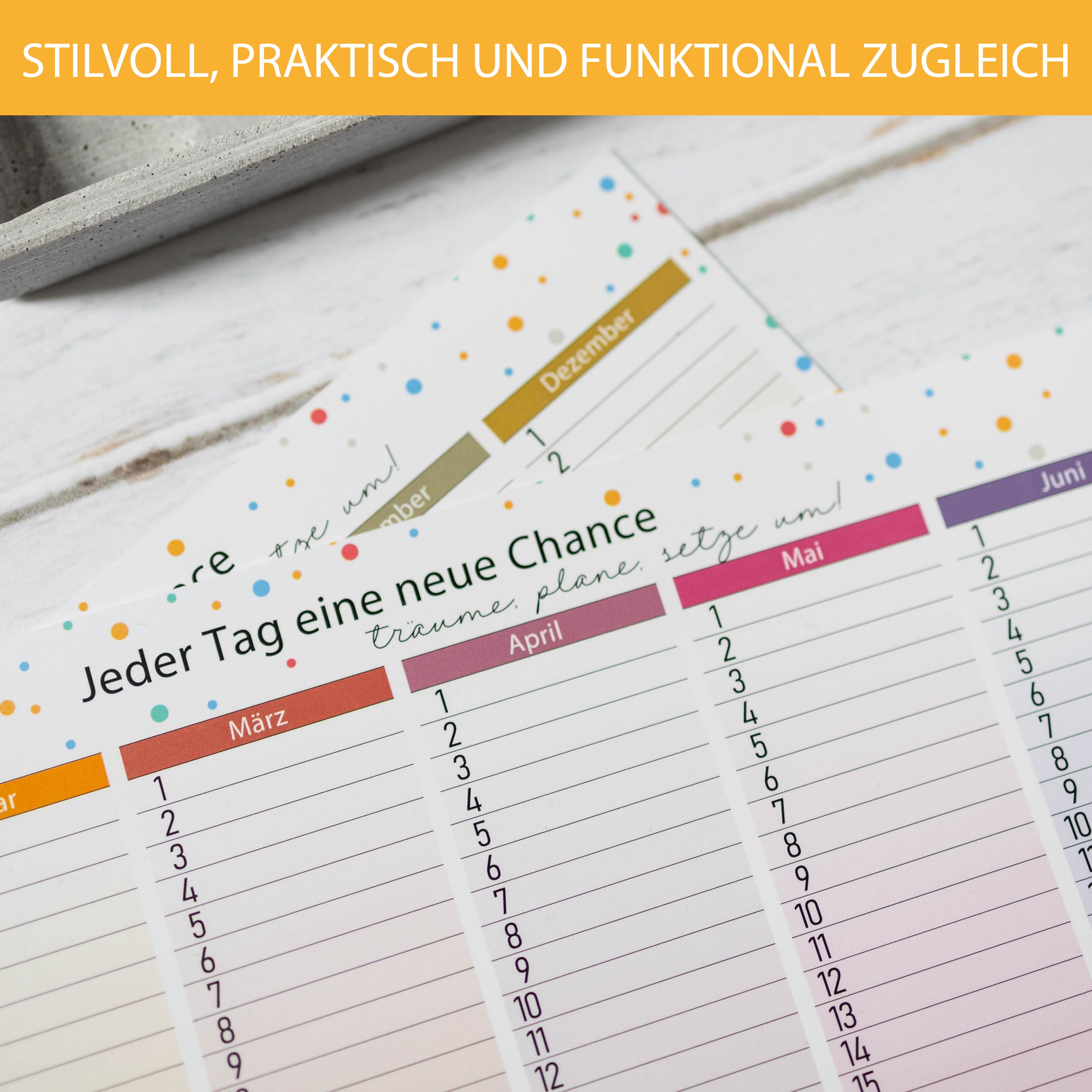 Immerwährend Kalender A4 "bunt" abwischbar Immerwährend Kalender A4 "bunt" abwischbar
