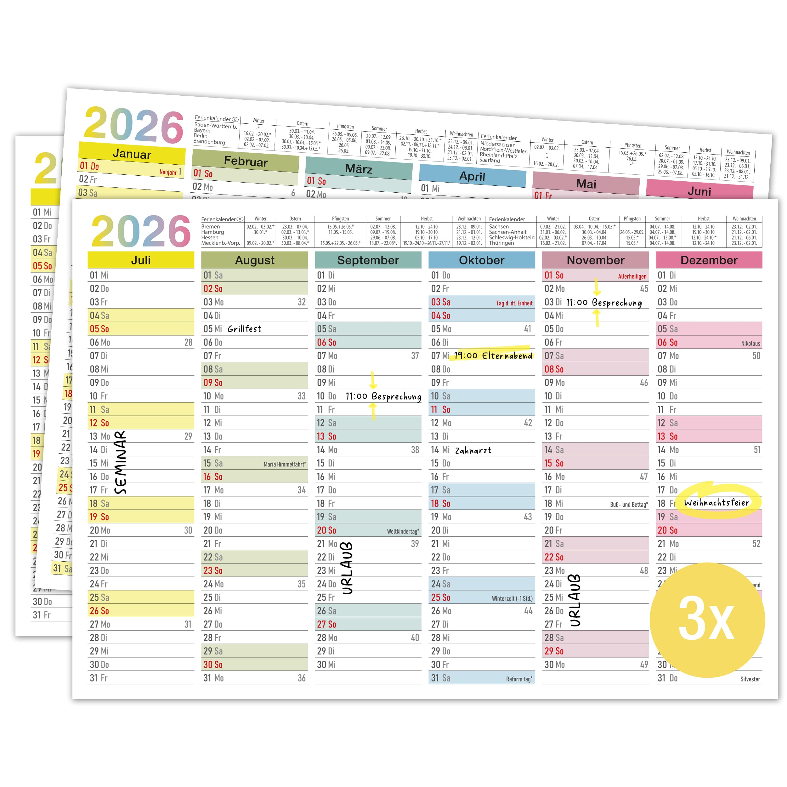 Tafelkalender 2026 "bunt" Tafelkalender 2026 "bunt"