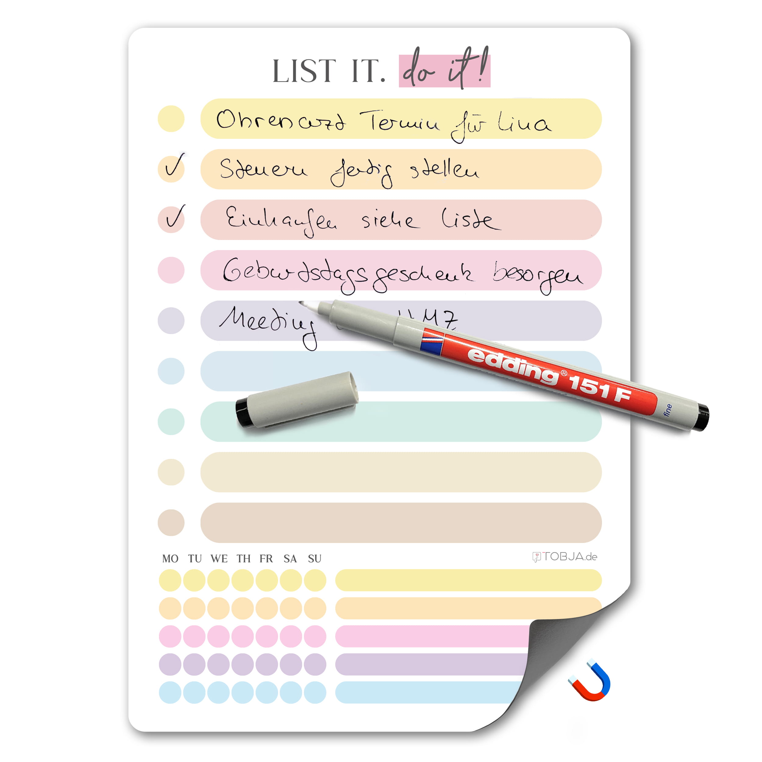 To-do Liste magnetisch A5 inkl. Stift | Habit-Tracker