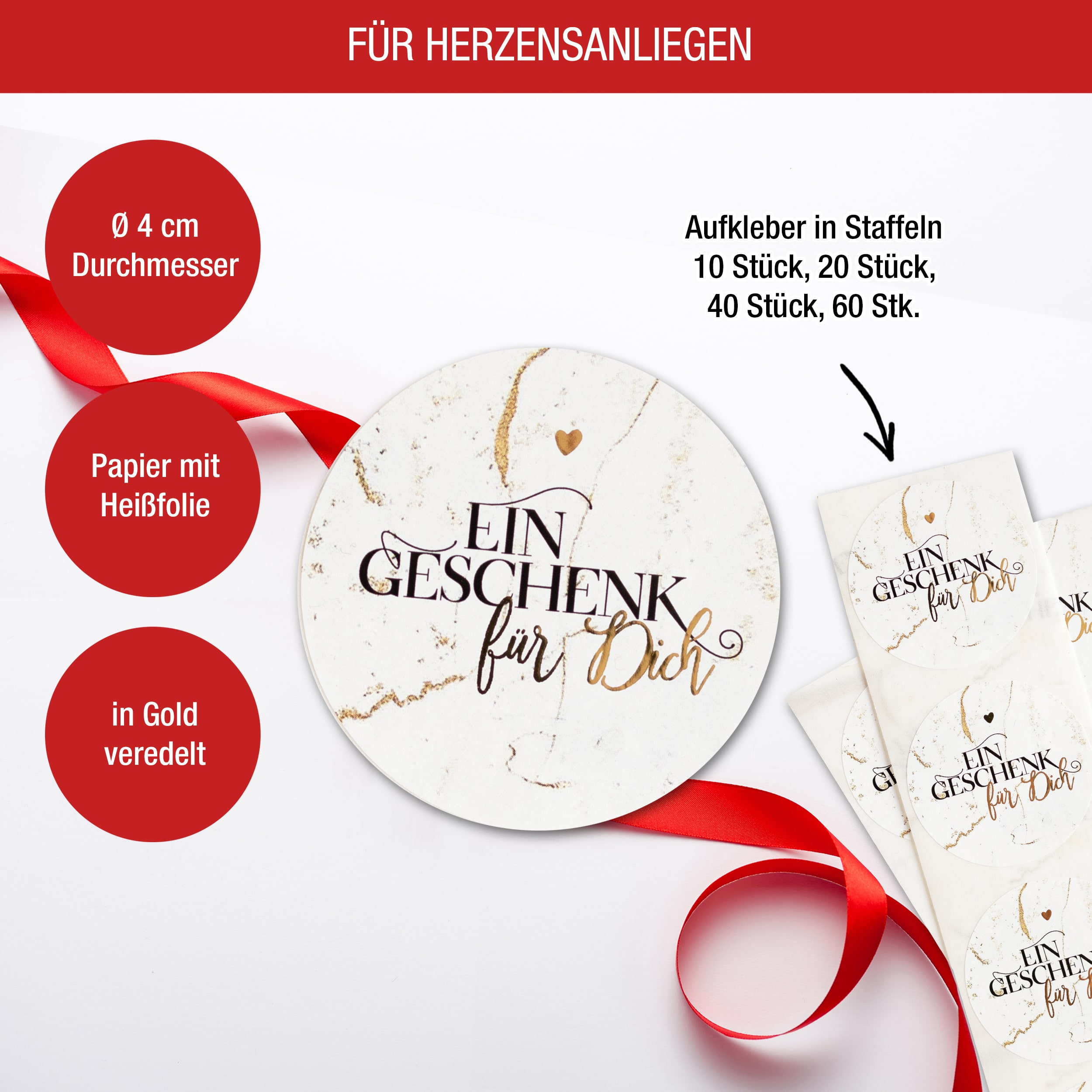 "Ein Geschenk für Dich" Aufkleber Gold "Ein Geschenk für Dich" Aufkleber Gold