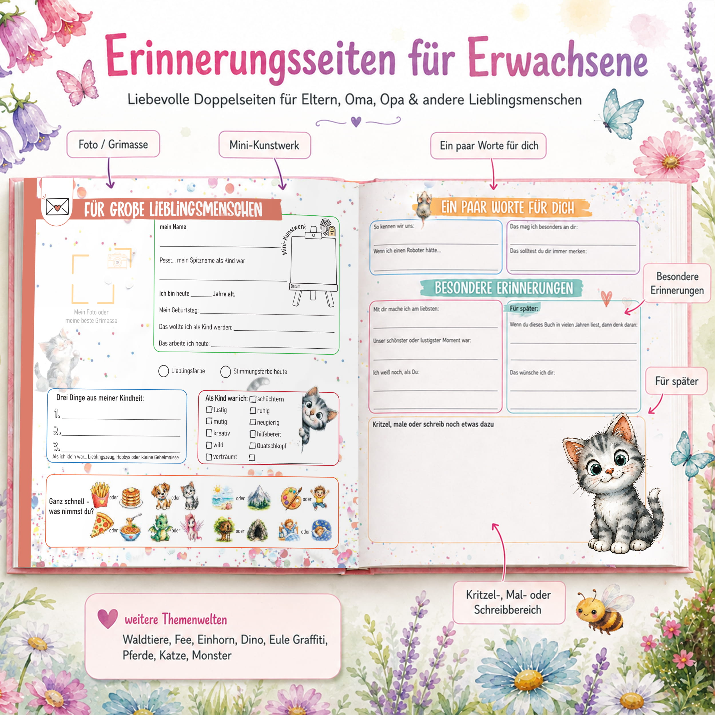 Freundebuch Grundschule Fee – 21 x 21 cm Hardcover