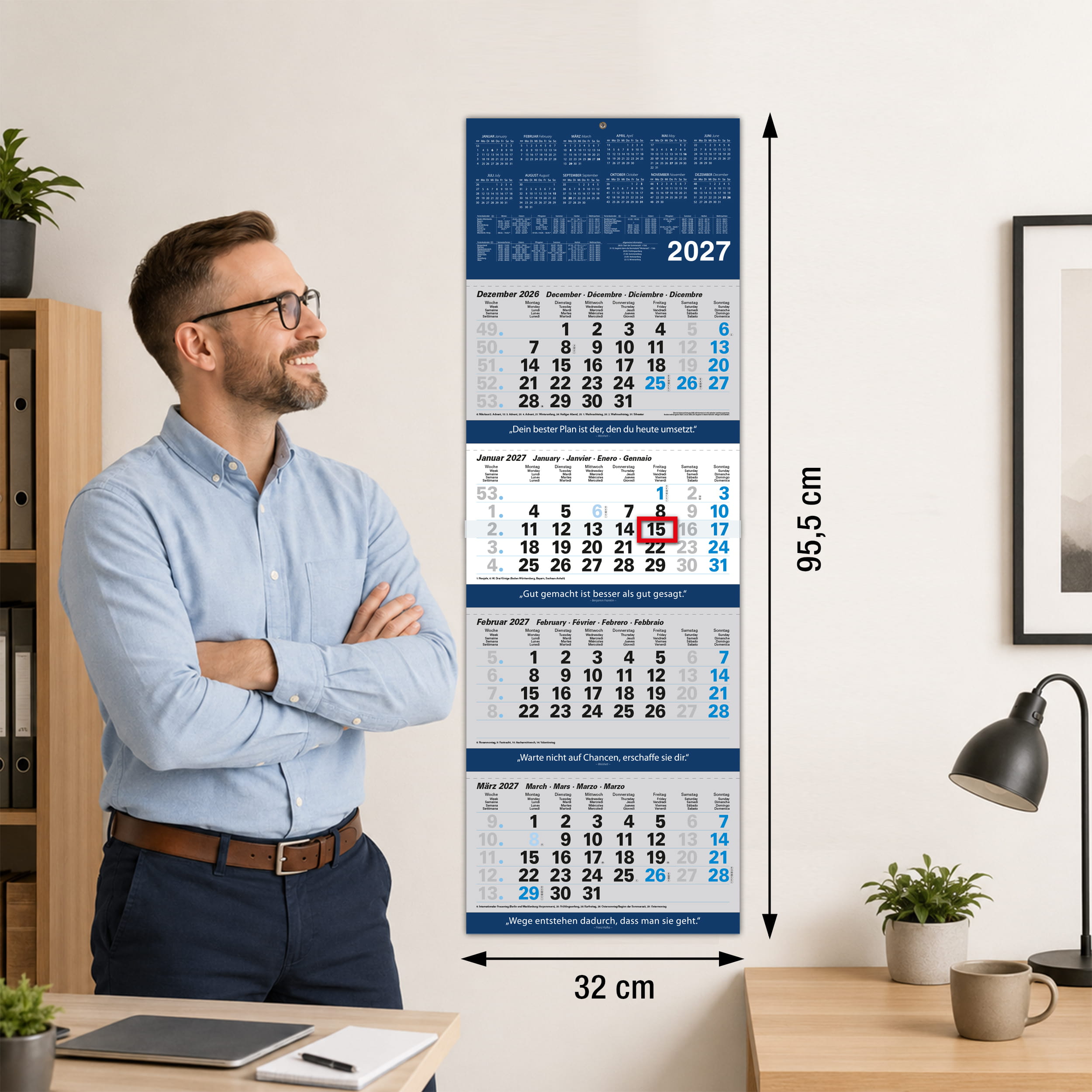 4-Monatskalender 2027 „Office Blau"