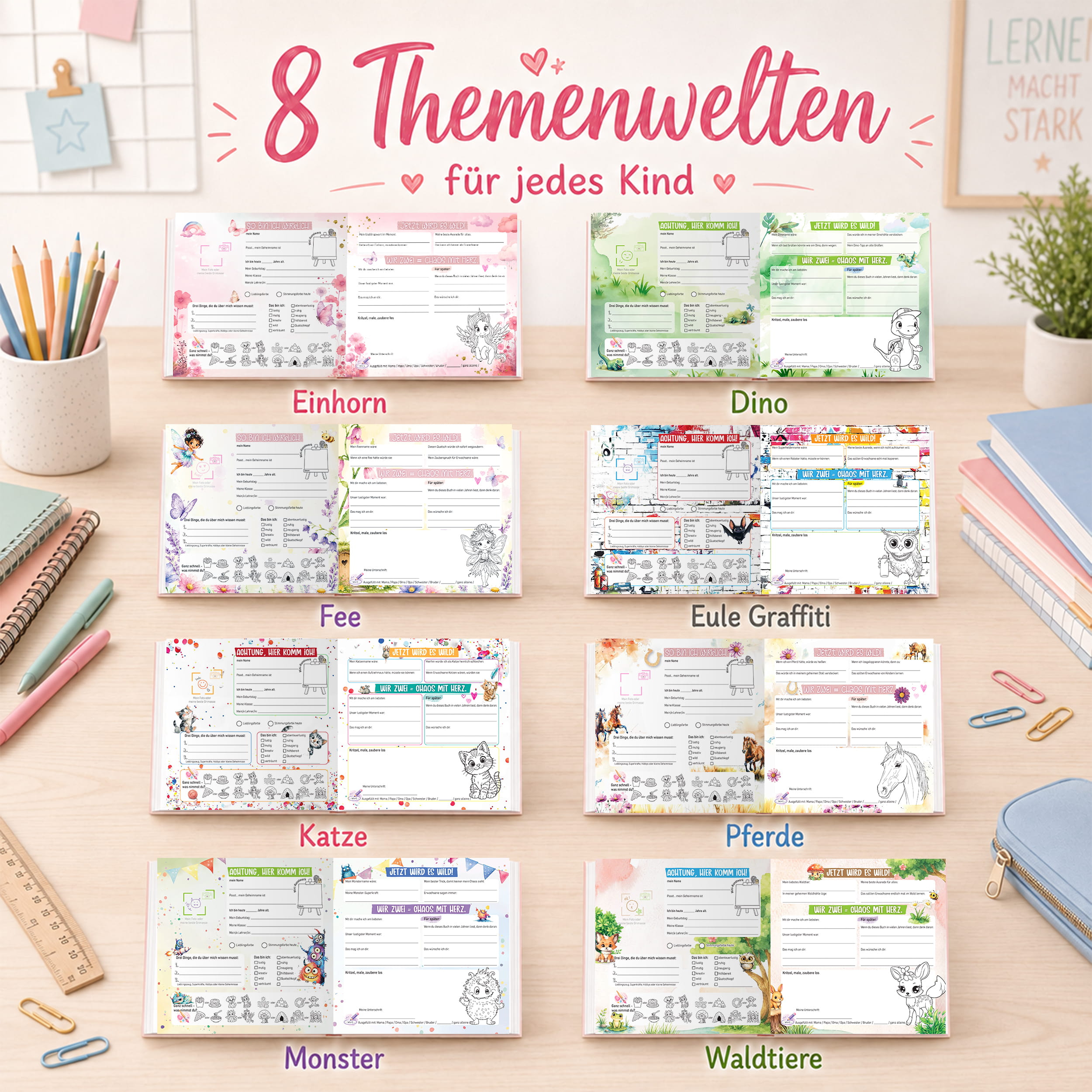 Freundebuch Grundschule Einhorn – 21 x 21 cm Hardcover