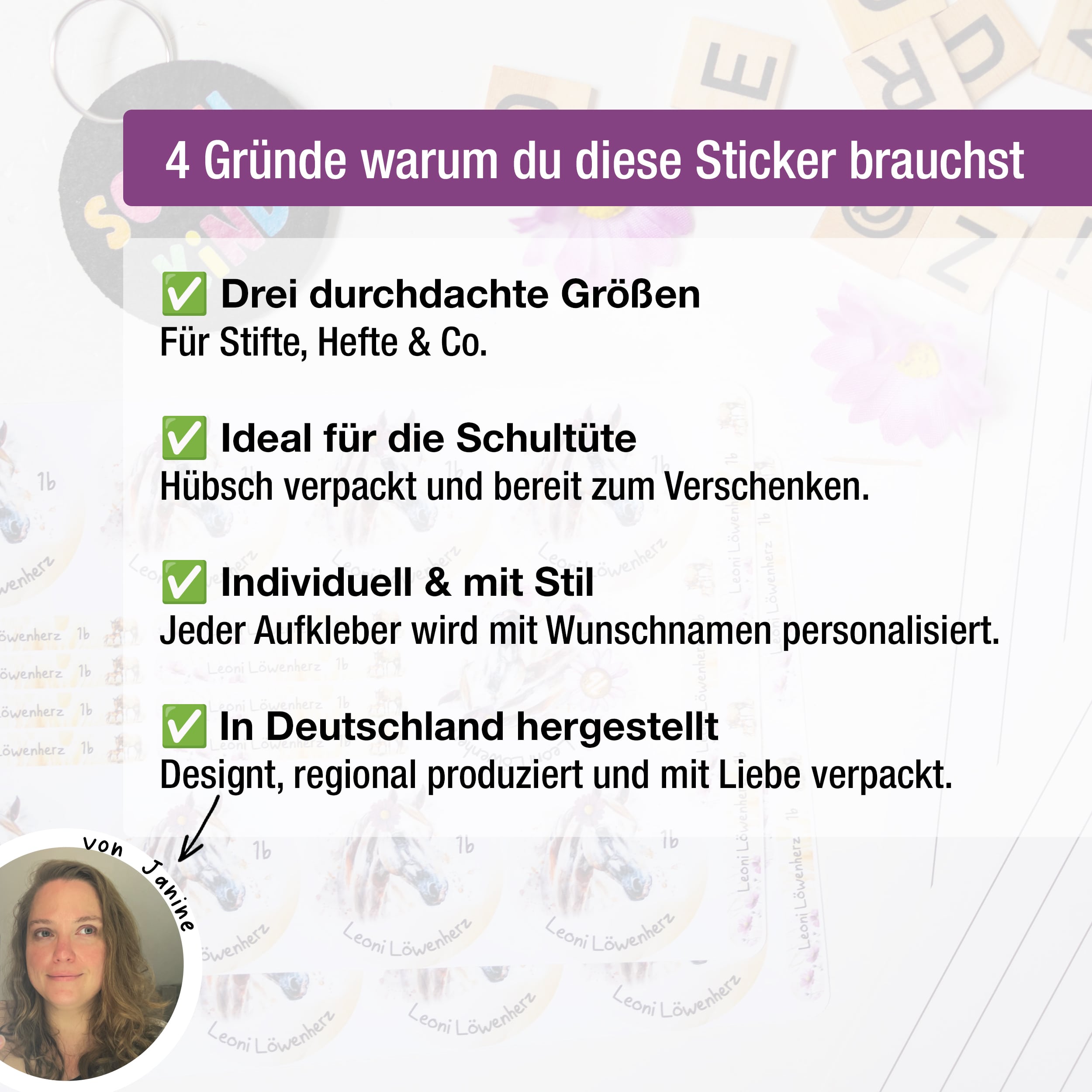 Sticker Set Pferd Grundschule personalisiert Name