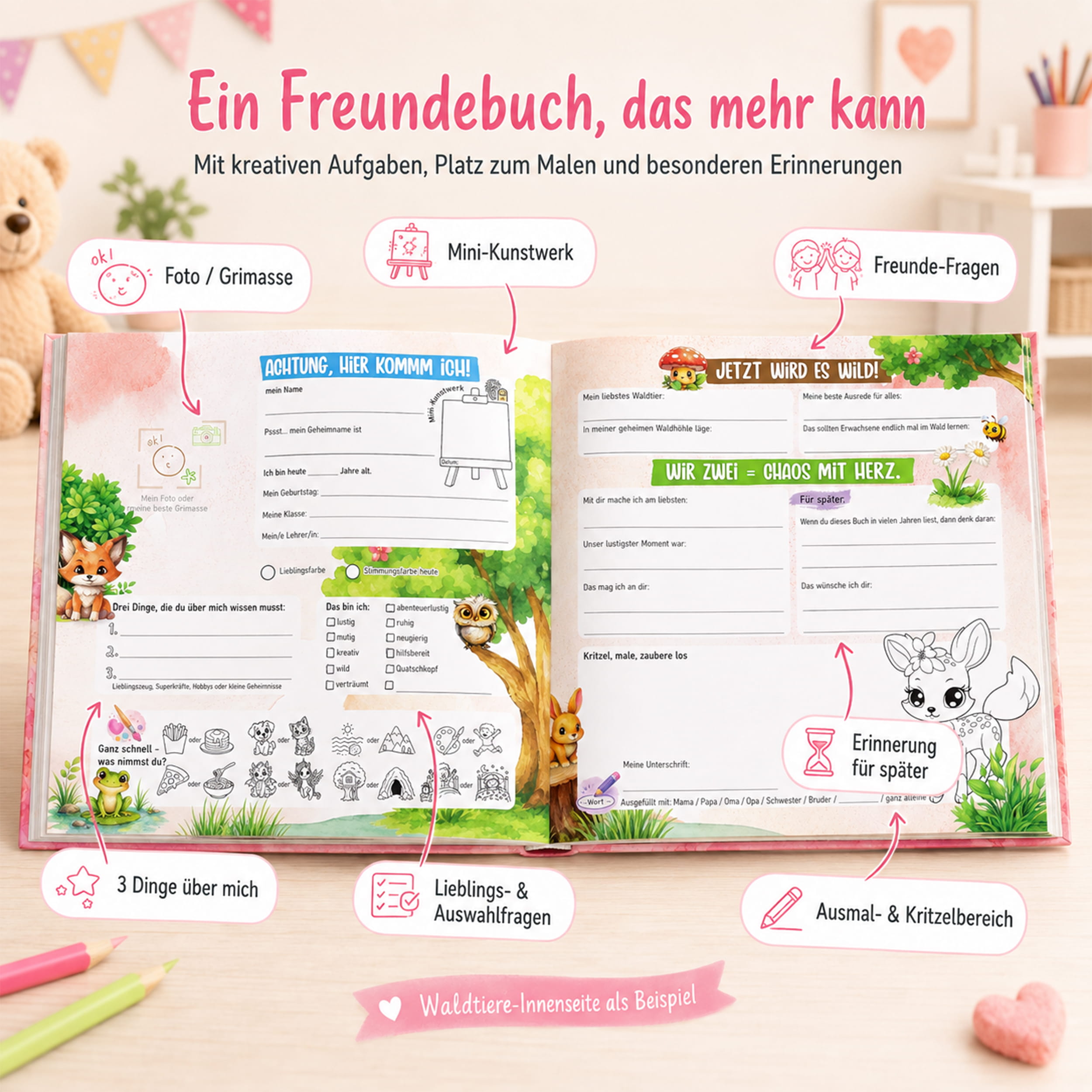 Freundebuch Grundschule Fee – 21 x 21 cm Hardcover