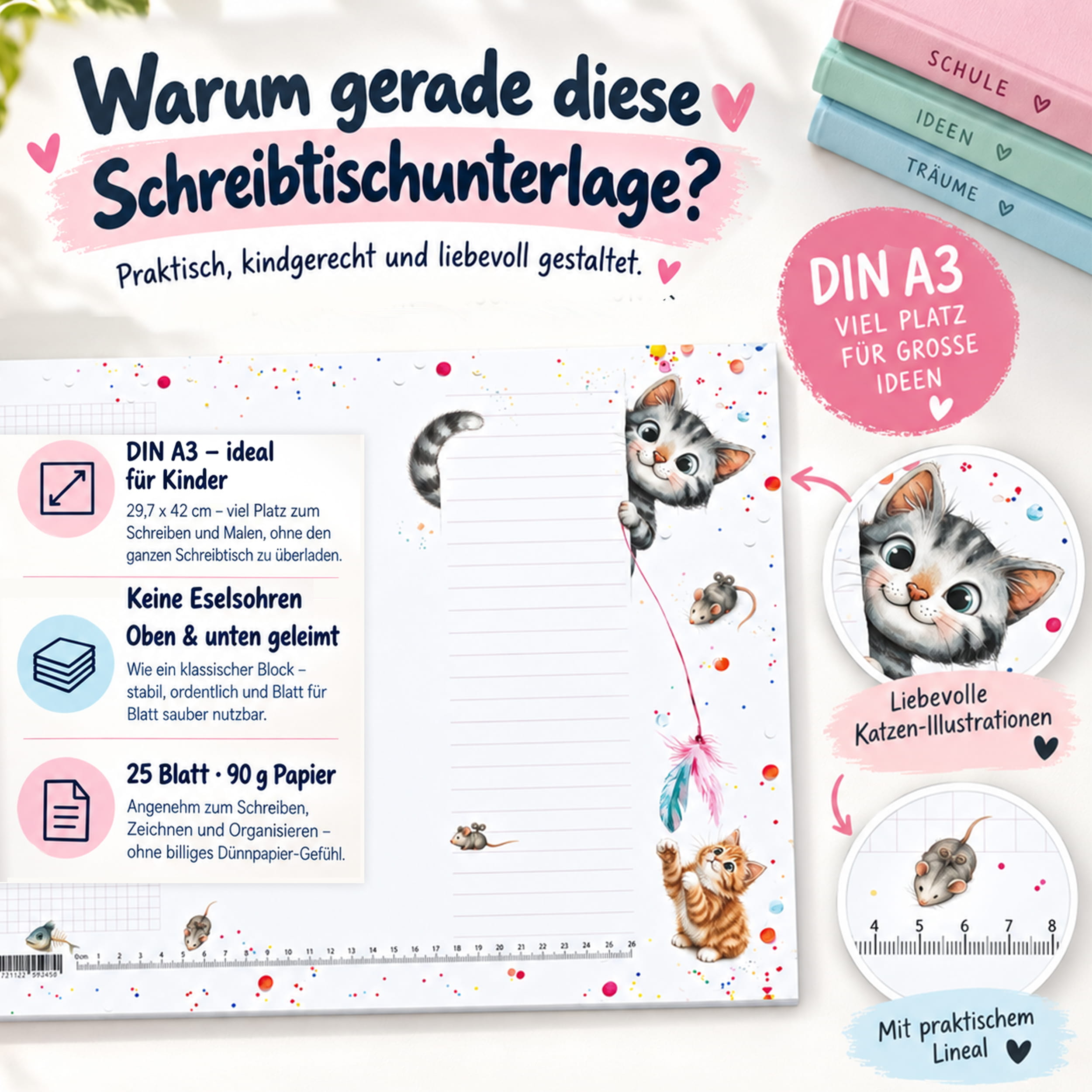 A3 Schreibtischunterlage Katze