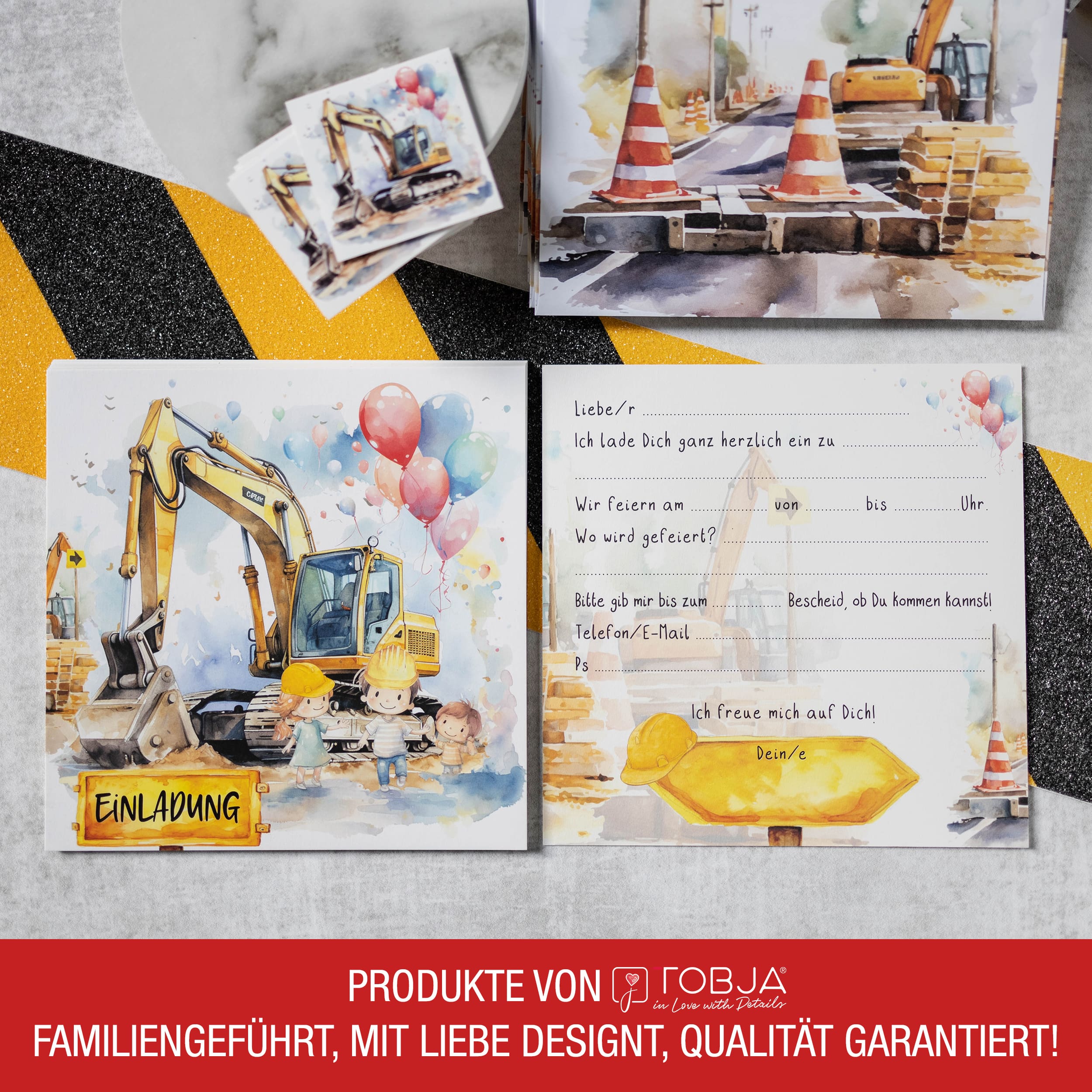 XXL Bagger Einladungskarten für Kindergeburtstag