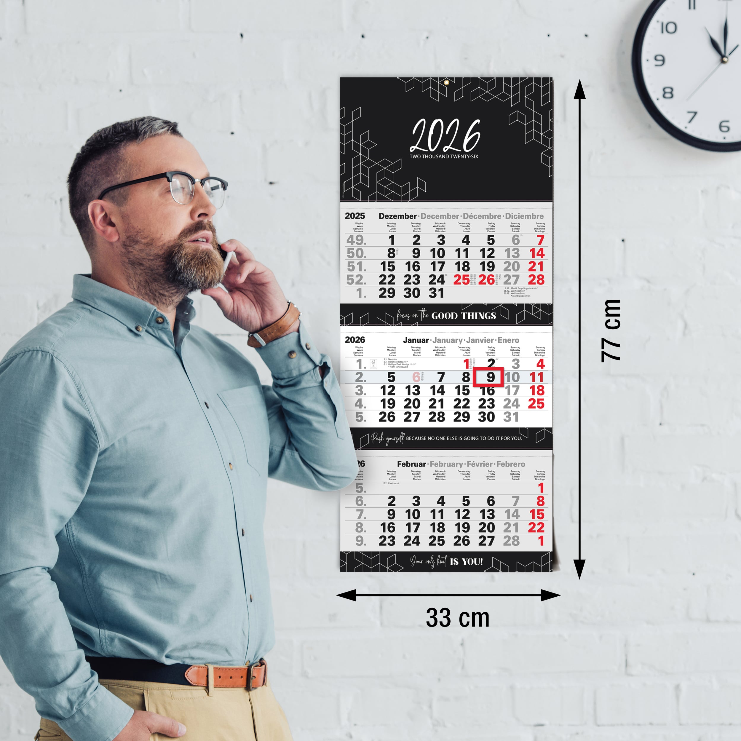 3-Monatskalender 2026 Block Schwarz 3-Monatskalender 2026 Block Schwarz
