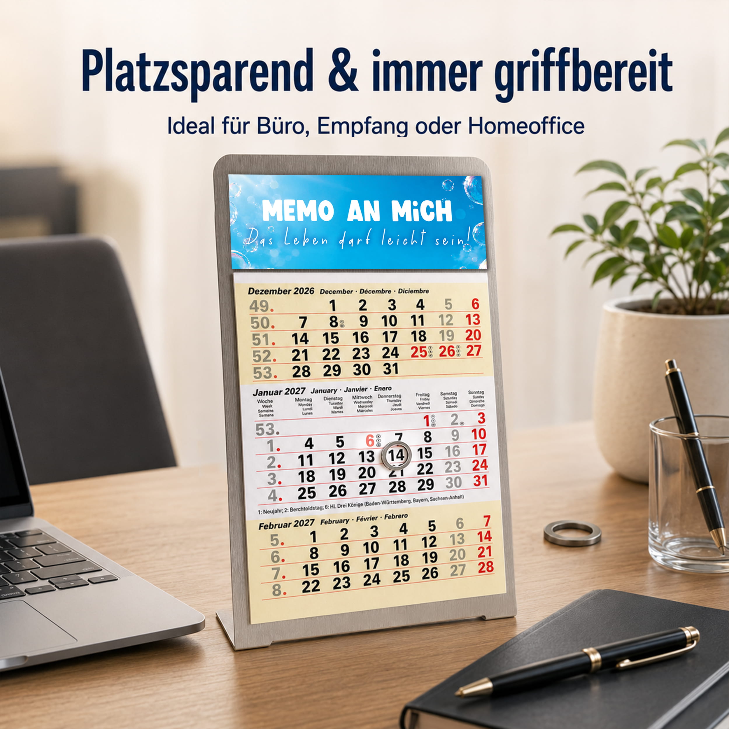 Magnet-System Sand – Komplettset 2027: Aufsteller + Kalender + Magnetset Gute Laune