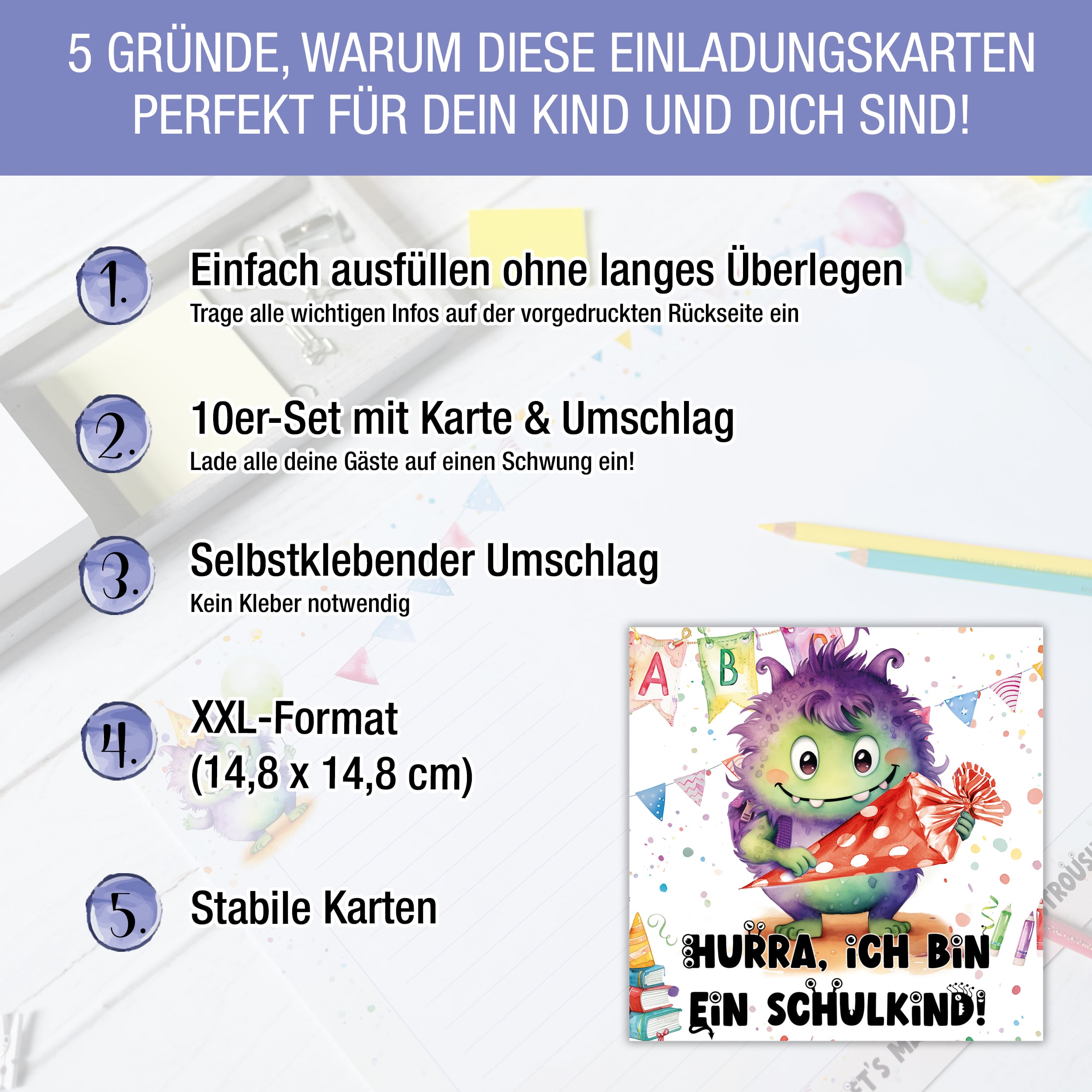 Einladungskarten Einschulung "Monster" Einladungskarten Einschulung "Monster"