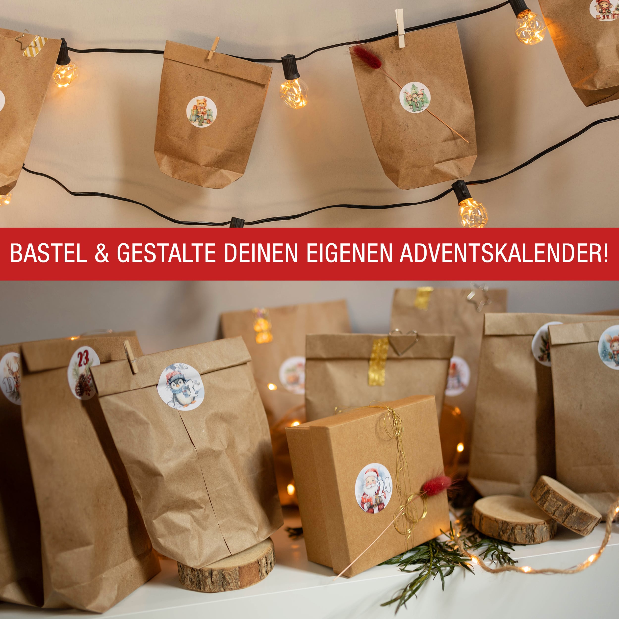 Adventsaufkleber Zahlen 1-24 "bunt" Adventsaufkleber Zahlen 1-24 "bunt"