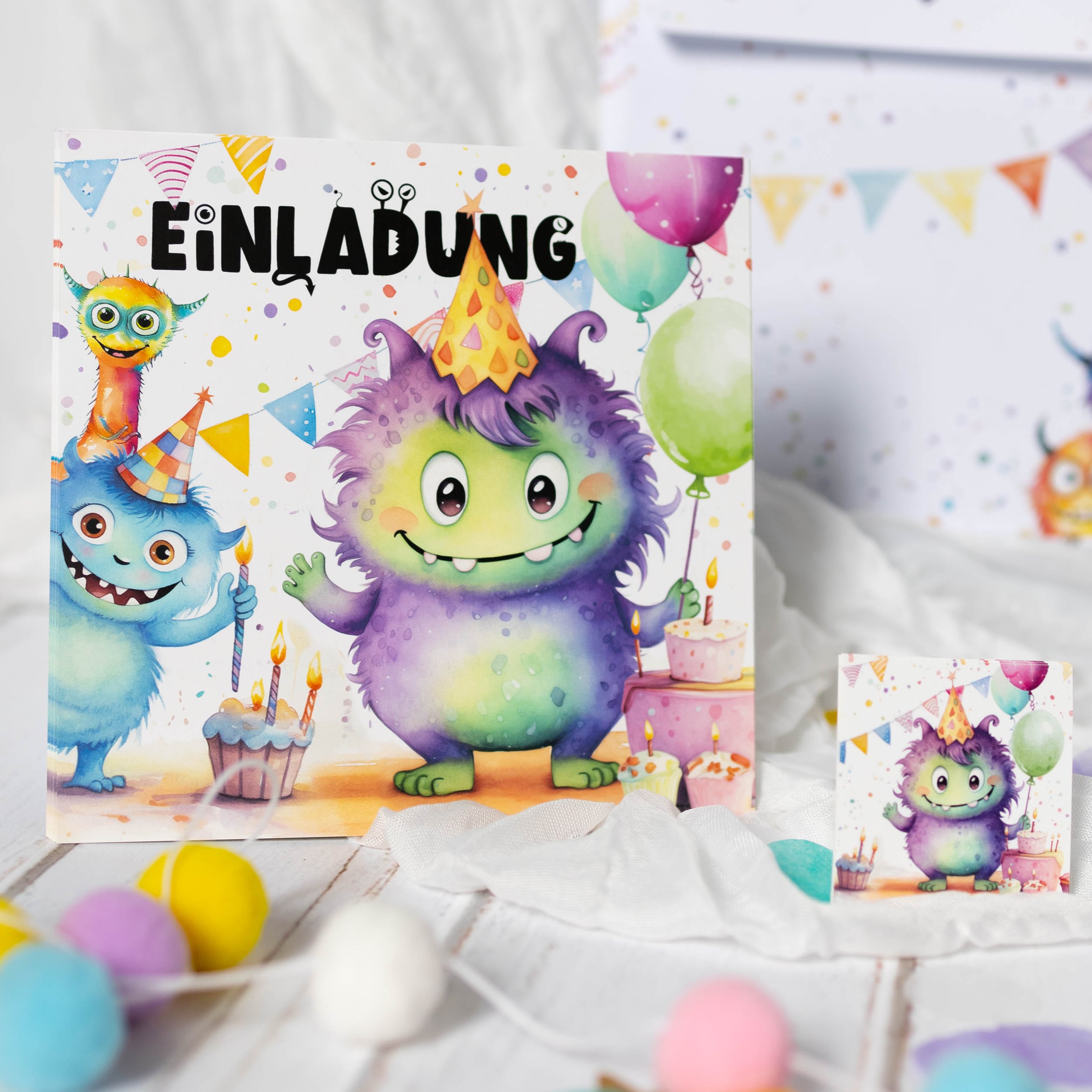 XXL Monster Einladungskarten für Kindergeburtstag