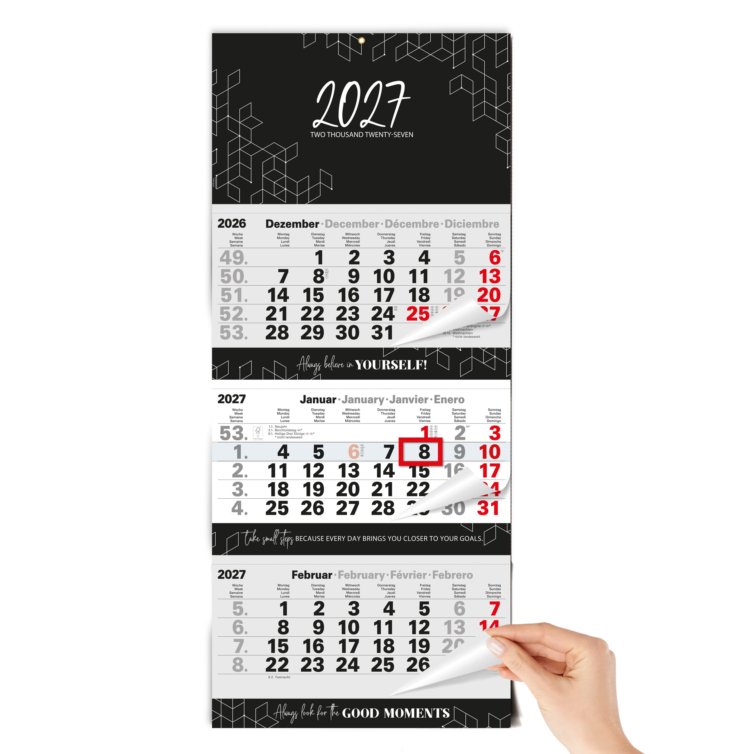 3-Monatskalender 2027 Block 33x77