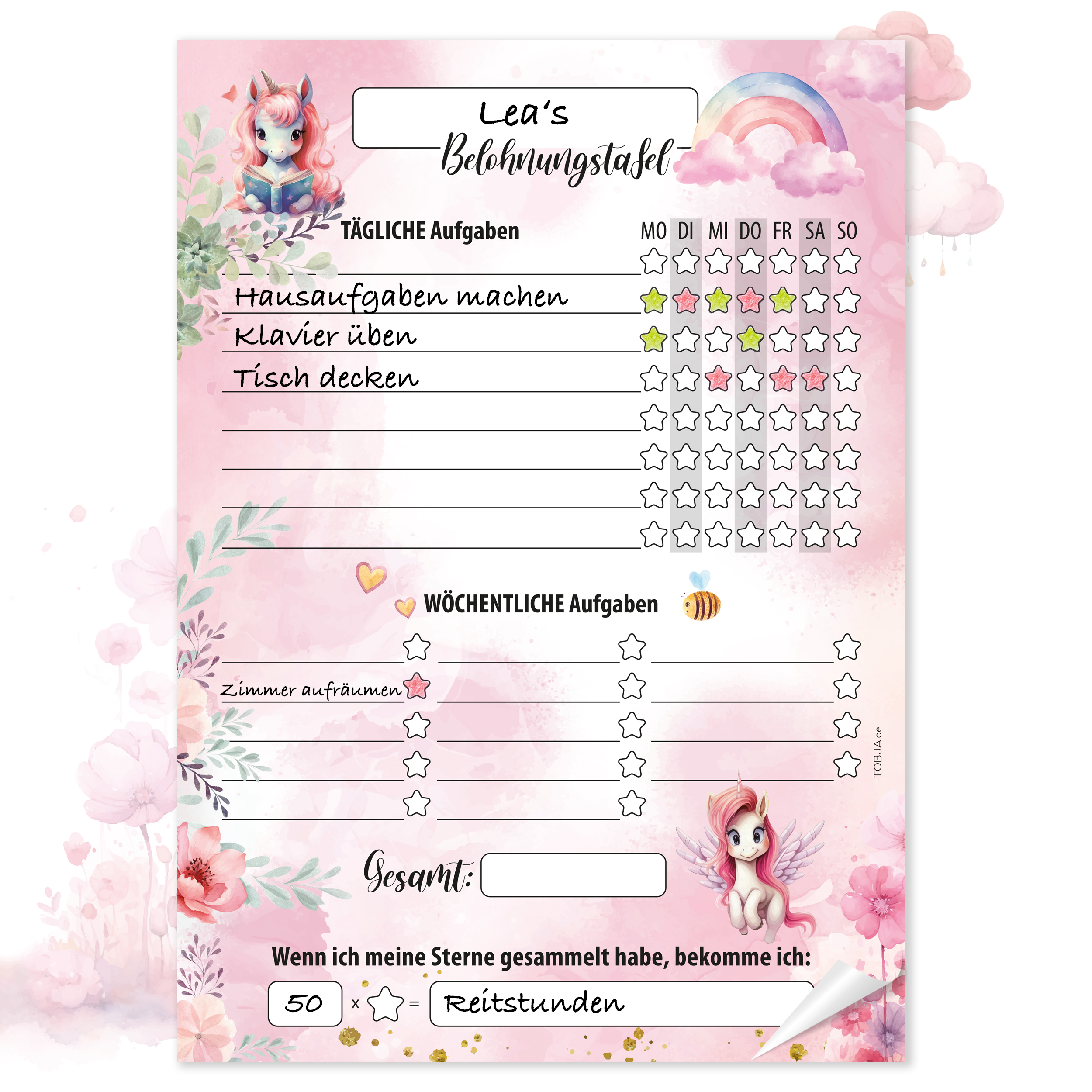Belohnungstafel Kinder 25 Blatt Einhorn Belohnungstafel Kinder 25 Blatt Einhorn