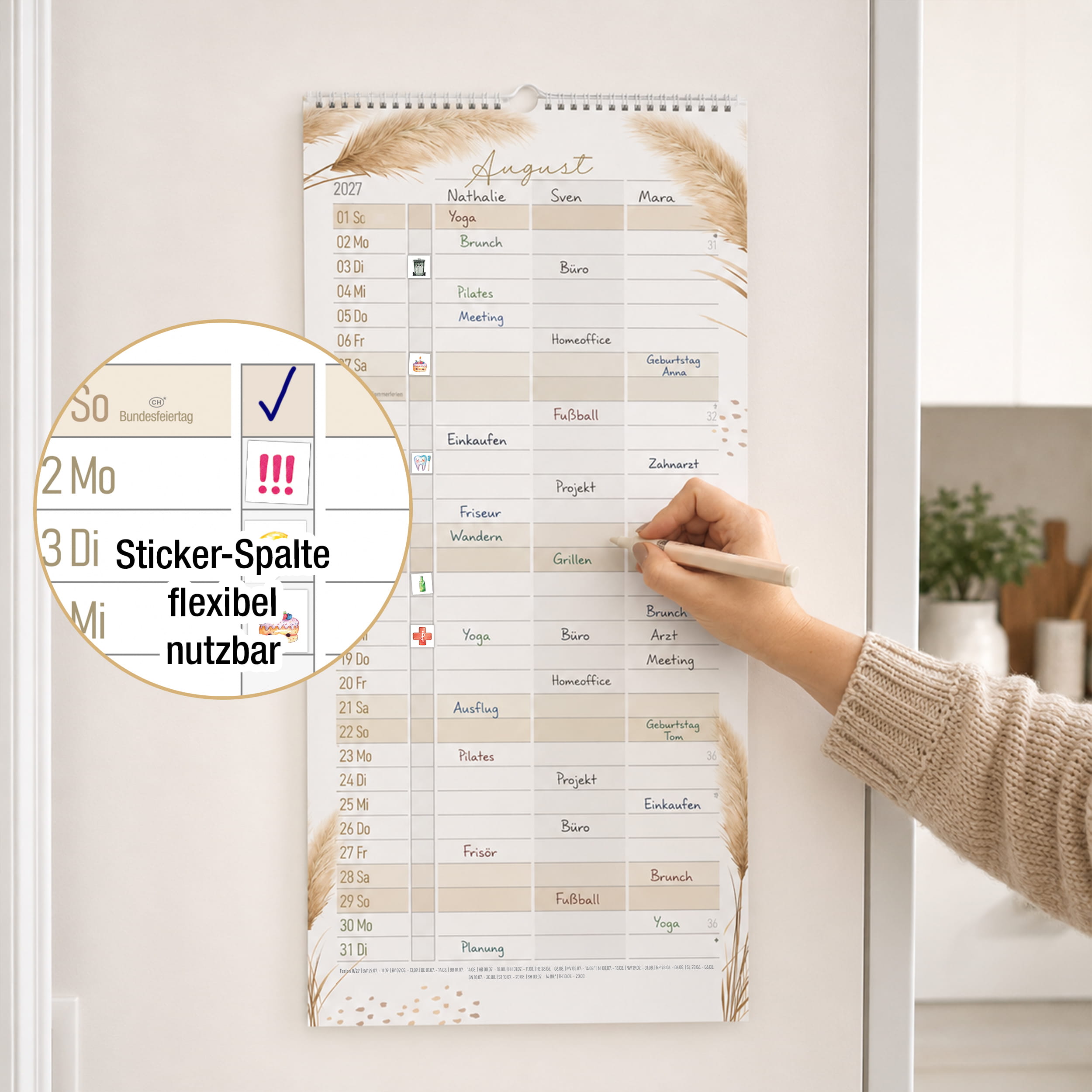 Paarkalender 2027 Pampas – 3 Spalten Paarplaner