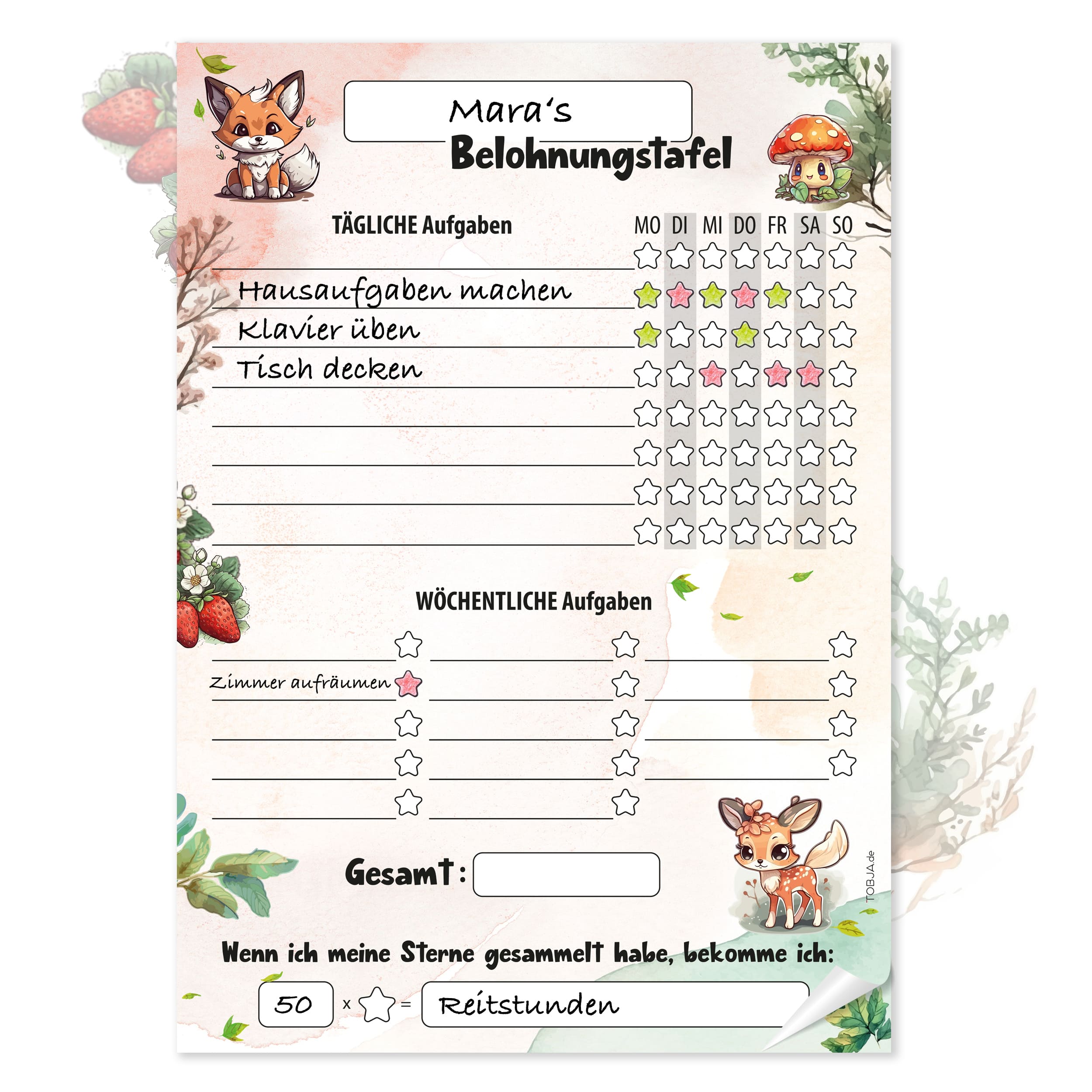 Belohnungstafel Kinder 25 Blatt Waldtiere Belohnungstafel Kinder 25 Blatt Waldtiere