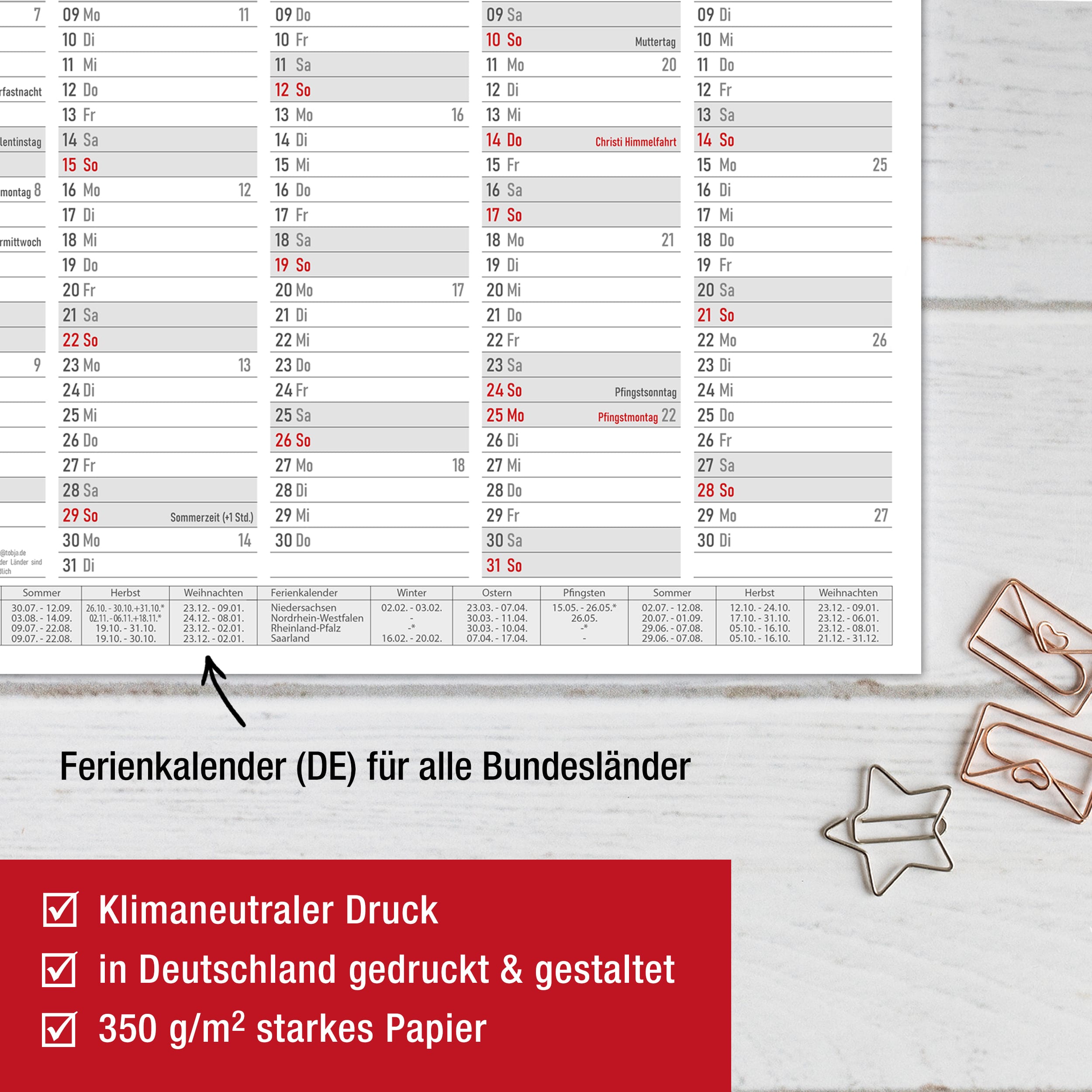 Tafelkalender 2026 "rot"
