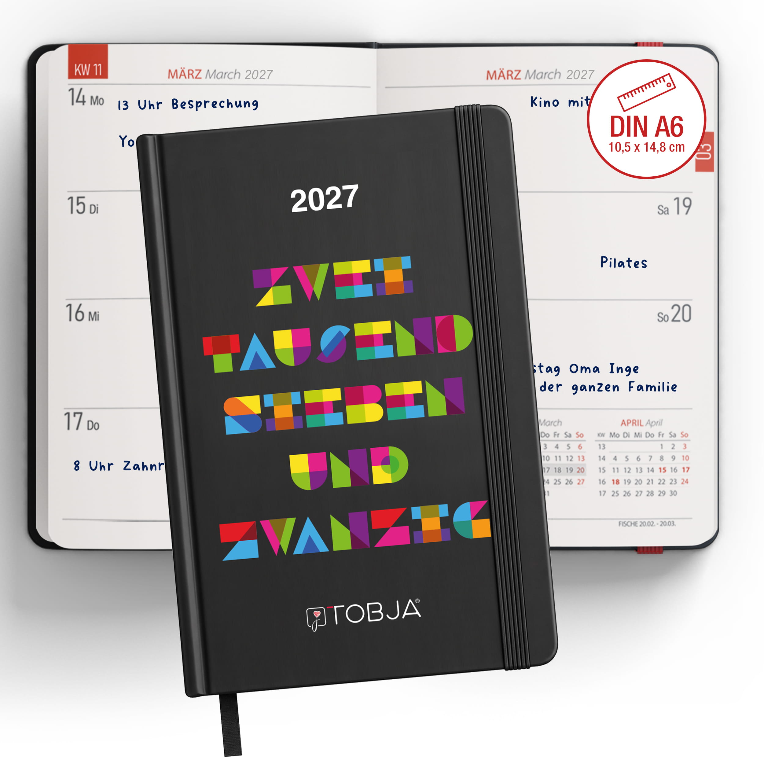 Taschenkalender 2027 A6 Mosaik bunt