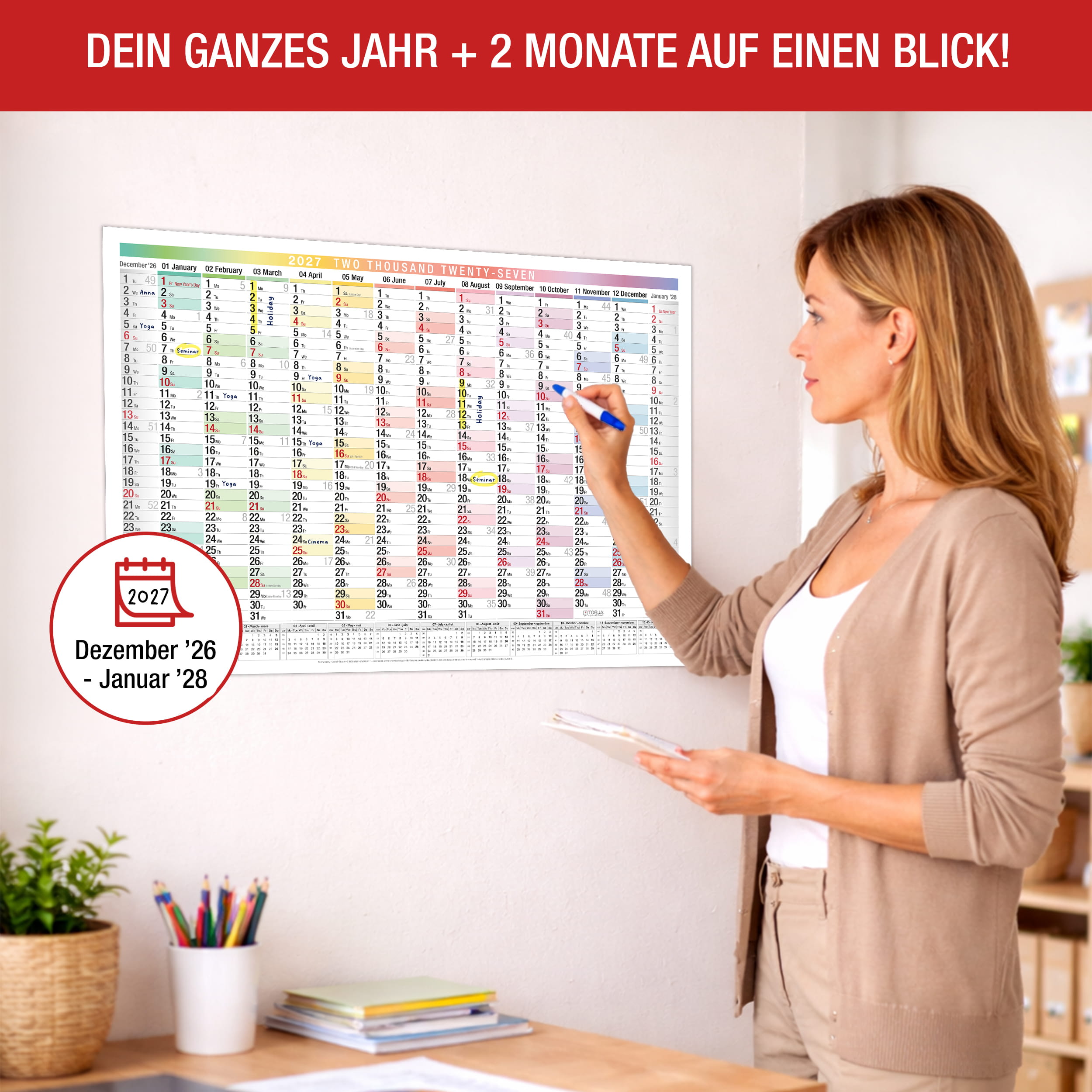 Wall Calendar 2027 A2 Bunt EU English