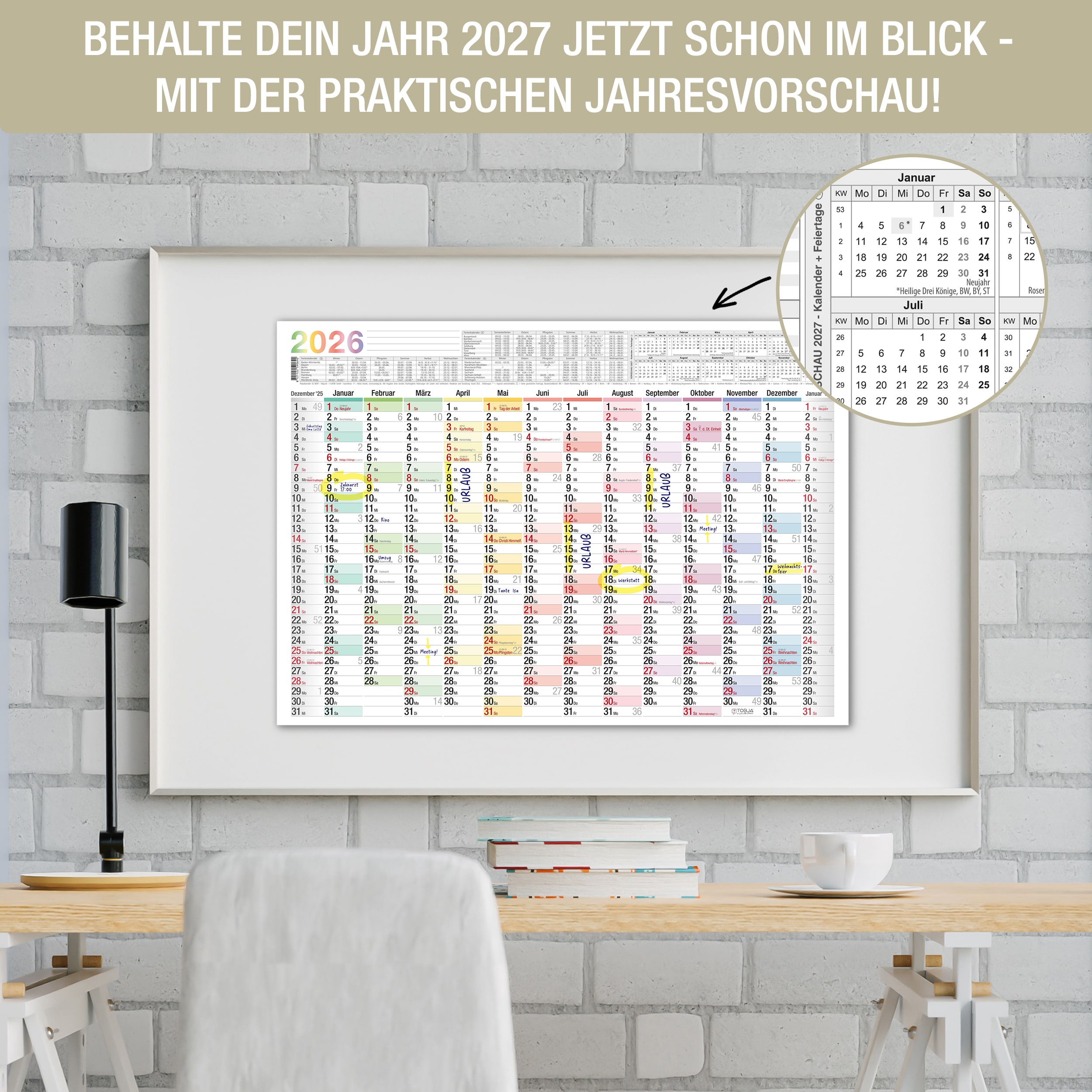 Wandkalender A2 2026 "bunt" Wandkalender A2 2026 "bunt"