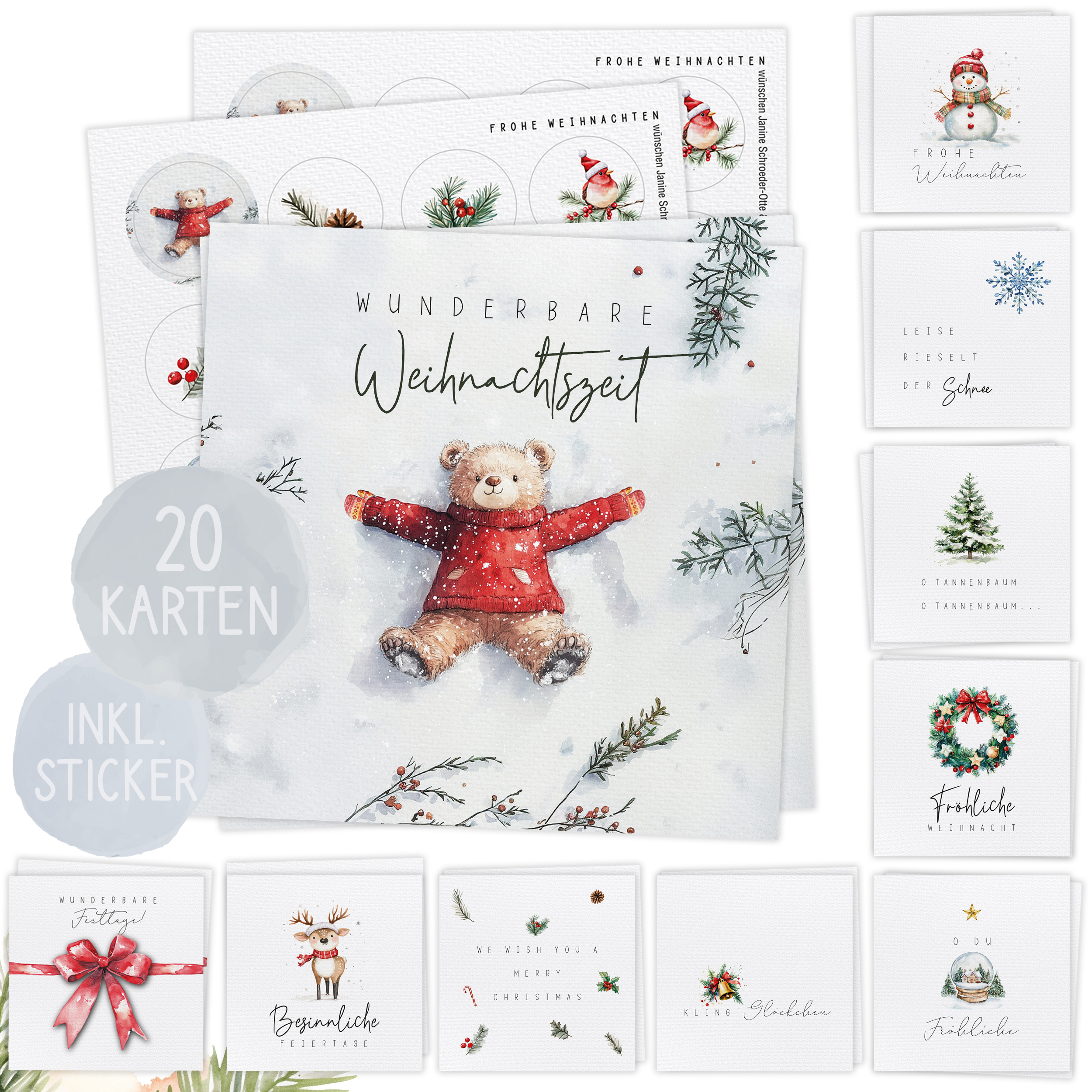 XXL Weihnachtskarten Set inkl. Sticker
