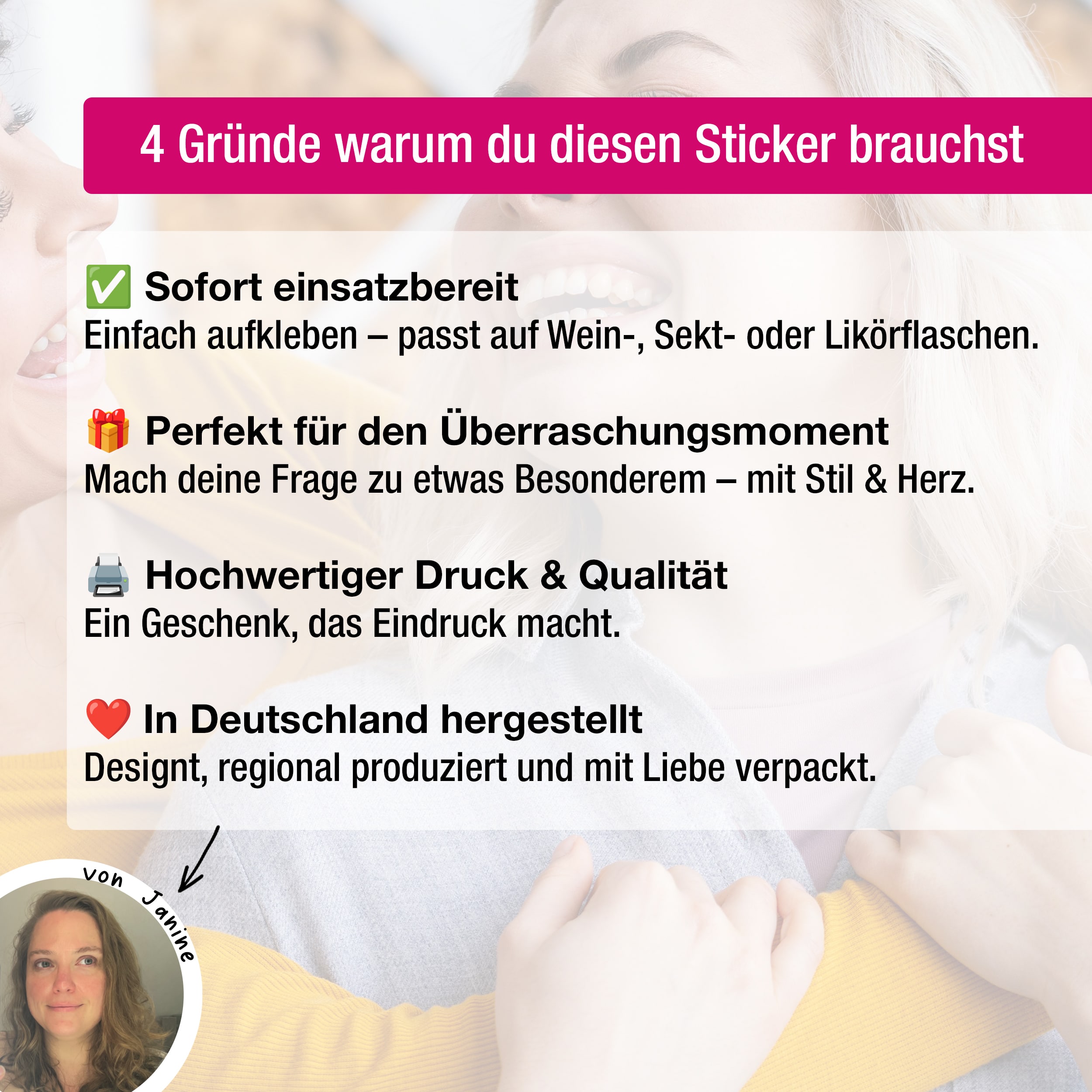 Trauzeugin Aufkleber Konfetti