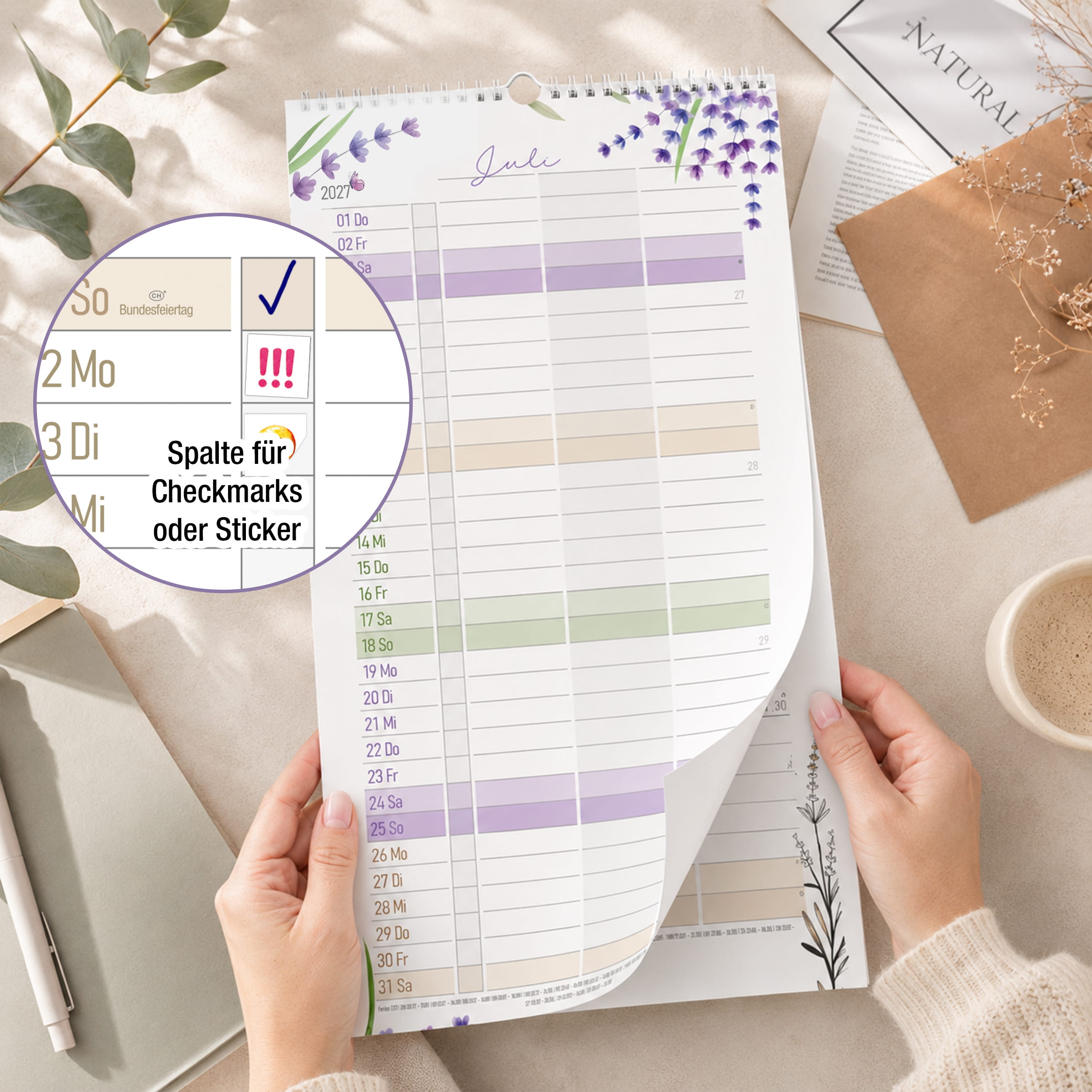 Paarkalender 2027 Lavendel – 3 Spalten Paarplaner