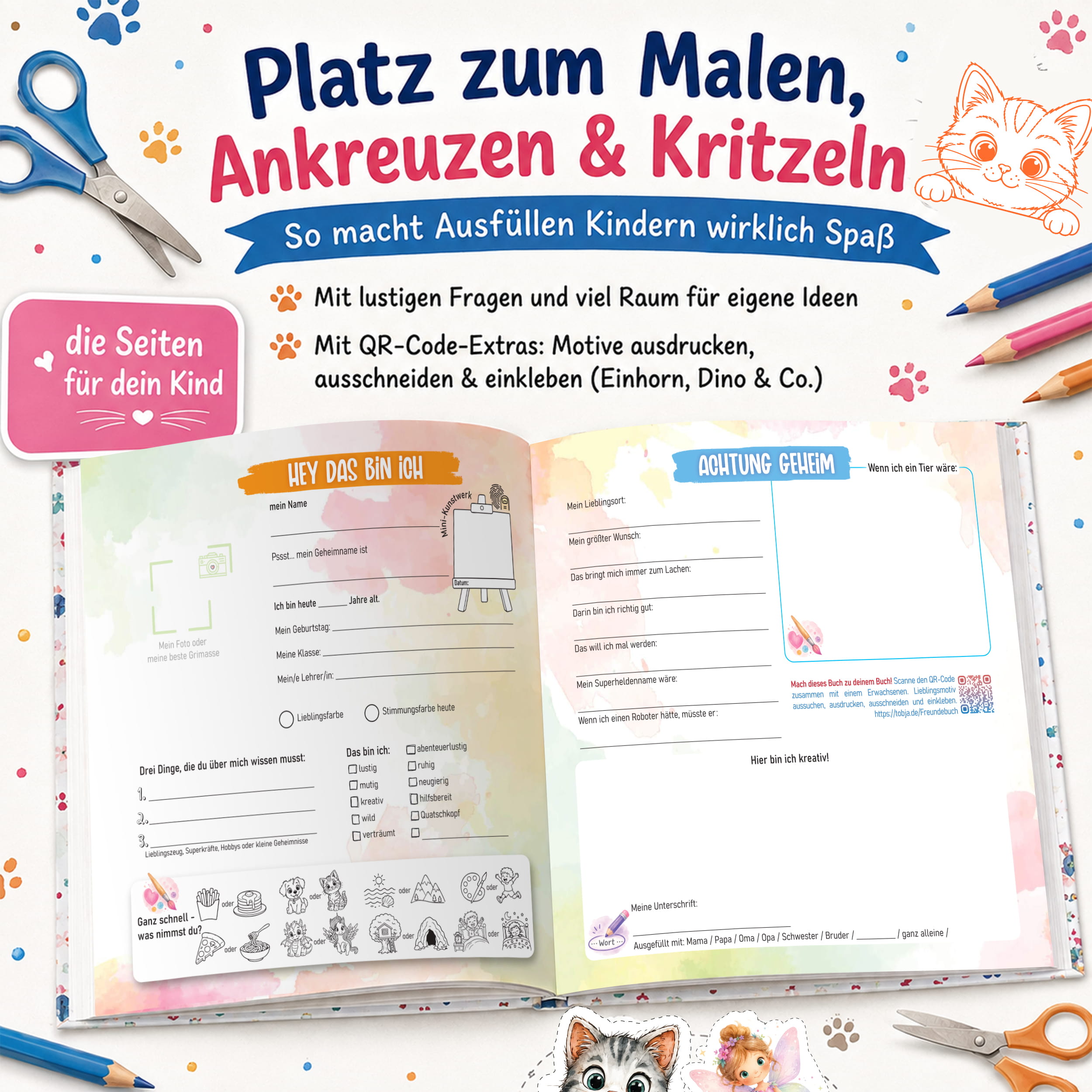 Freundebuch Grundschule Katze – 21 x 21 cm Hardcover