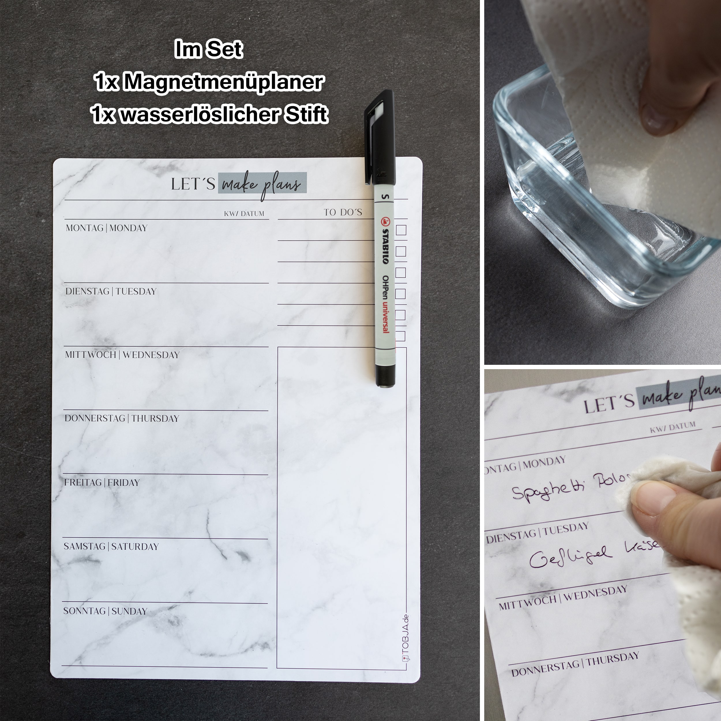 Menüplaner magnetisch inkl. Stift Menüplaner magnetisch inkl. Stift