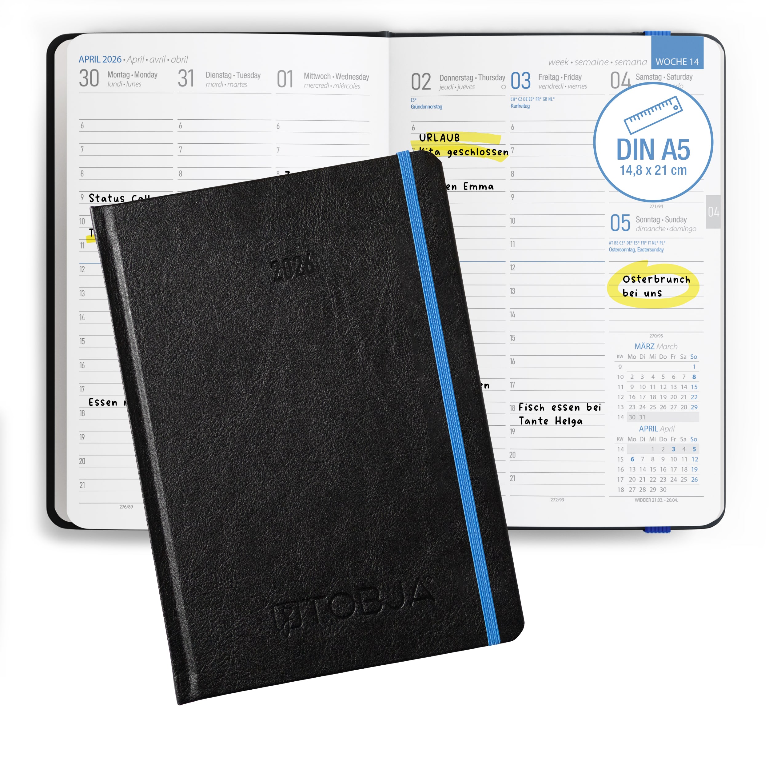 A5 Buchkalender 2026 Nero Blau A5 Buchkalender 2026 Nero Blau