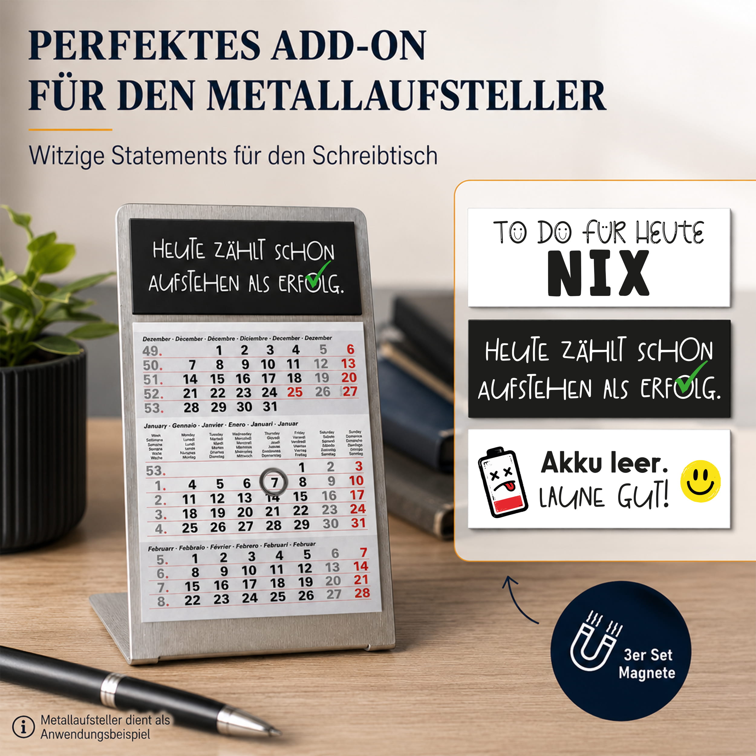 Magnet-System – Magnetset Büro-Humor (3 mag. Deko-Streifen für Tischkalender) 