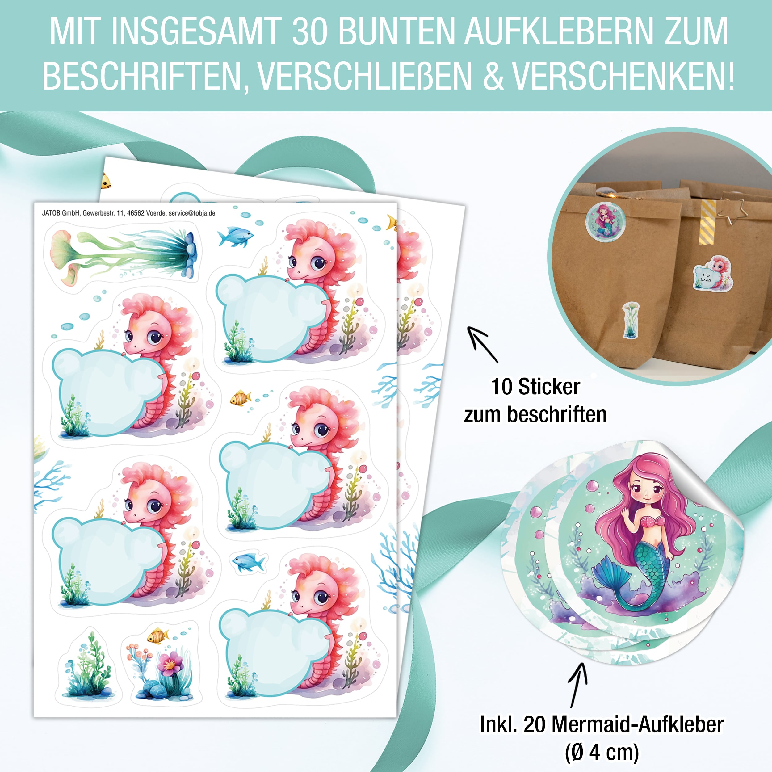 Geburtstags-Set Meerjungfrau inkl. Tüten Geburtstags-Set Meerjungfrau inkl. Tüten