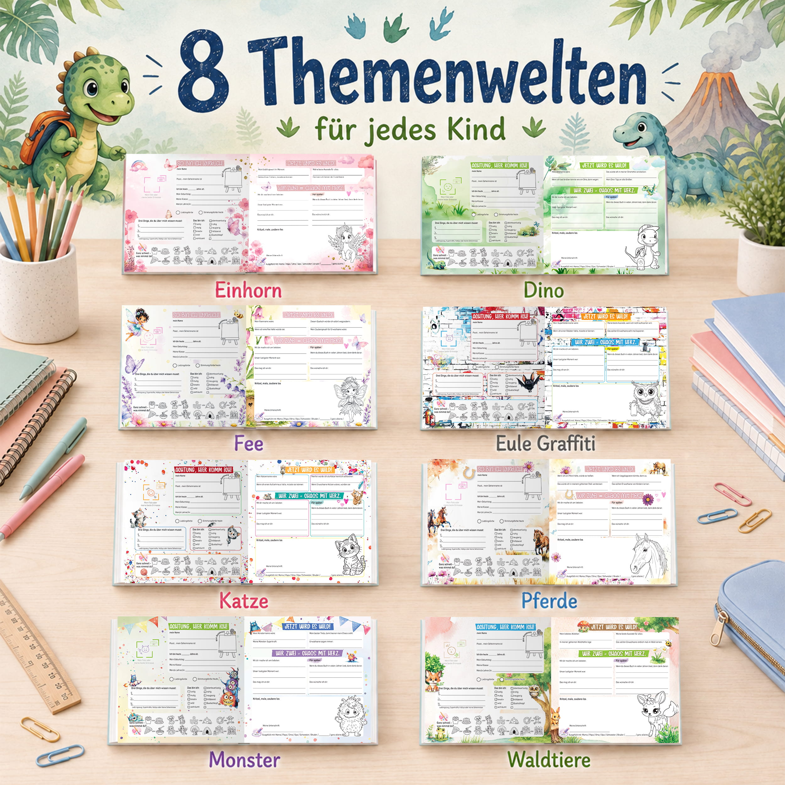 Freundebuch Grundschule Dino – 21 x 21 cm Hardcover