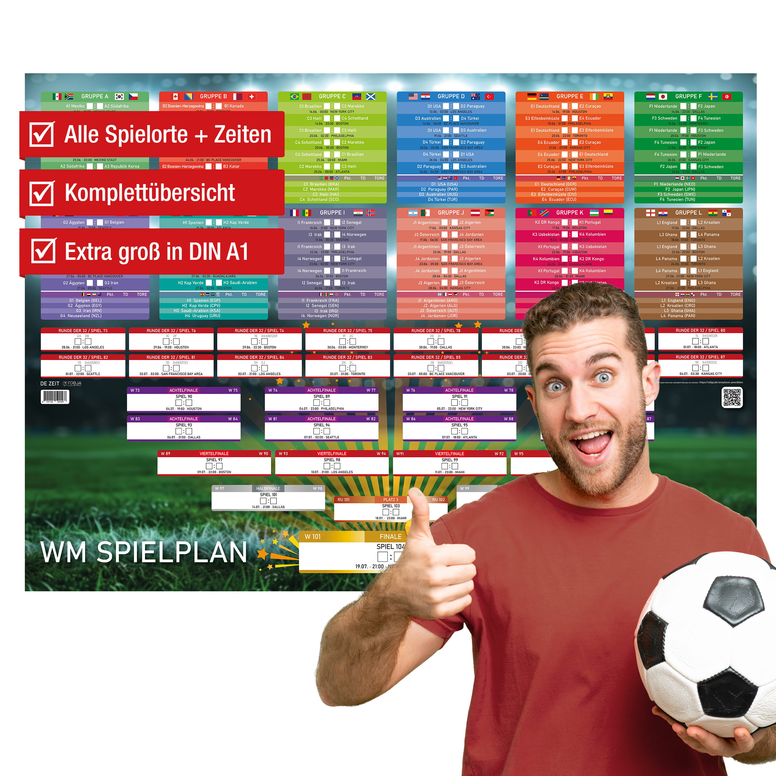WM 2026 Spielplan DIN A1 – Fußball Poster zum Eintragen