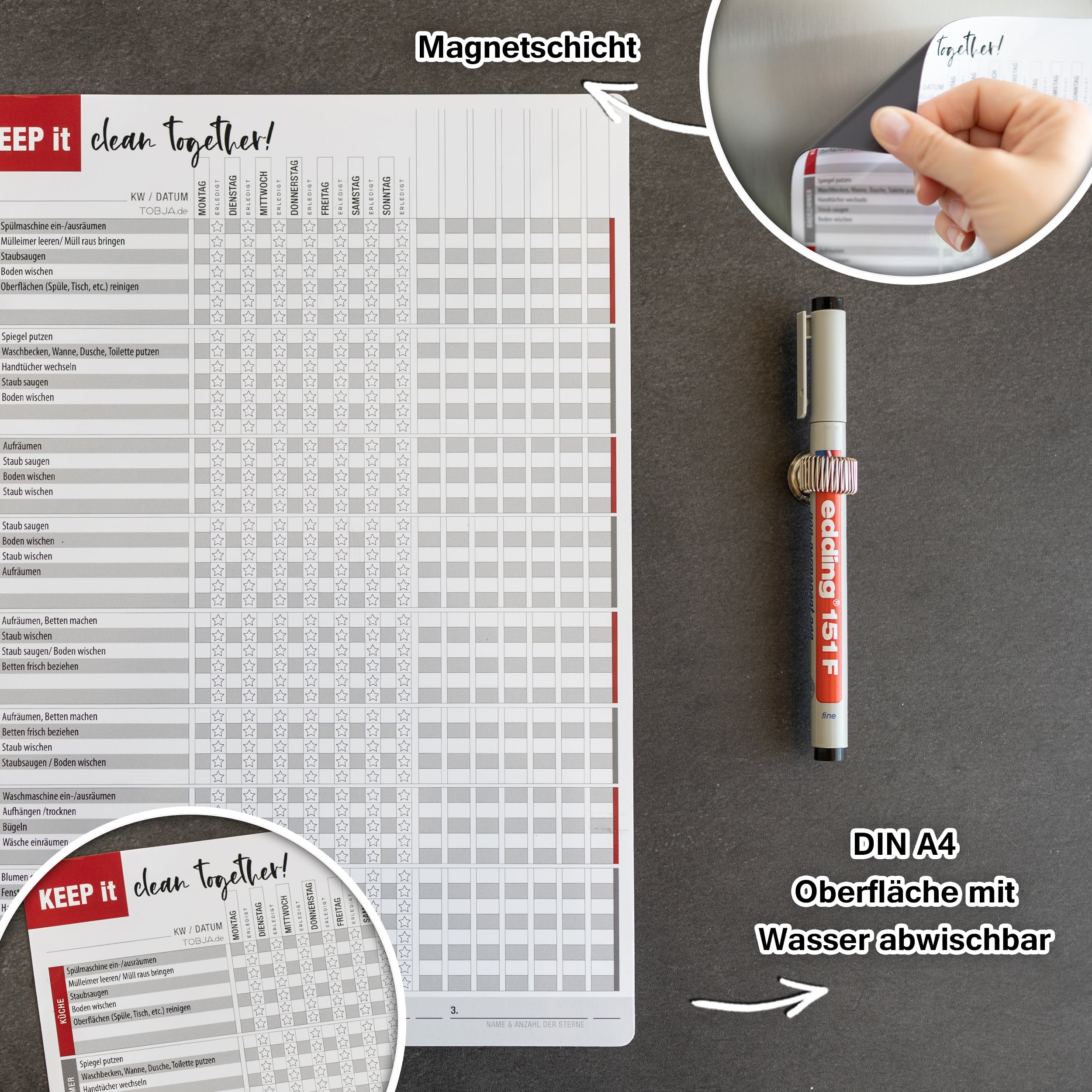 Haushaltsplaner magnetisch inkl. Stift