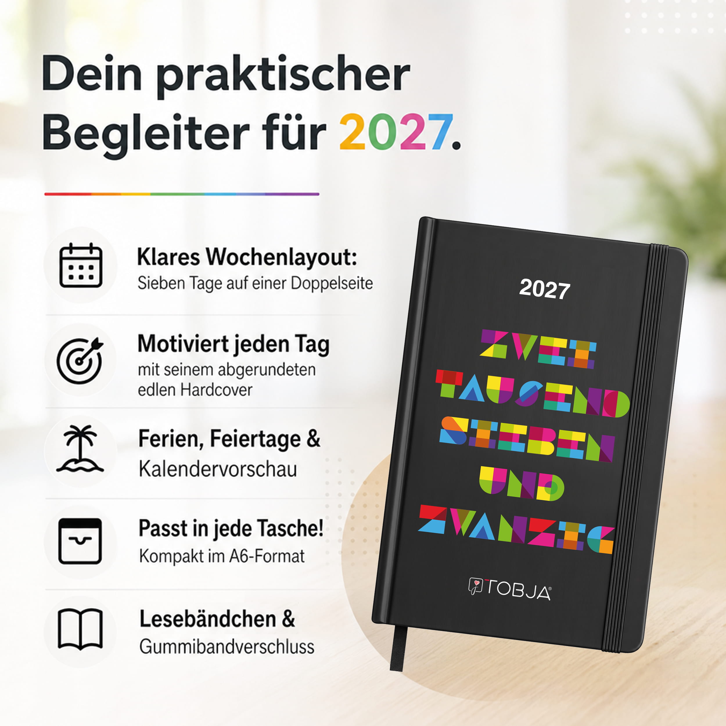 Taschenkalender 2027 A6 Mosaik bunt